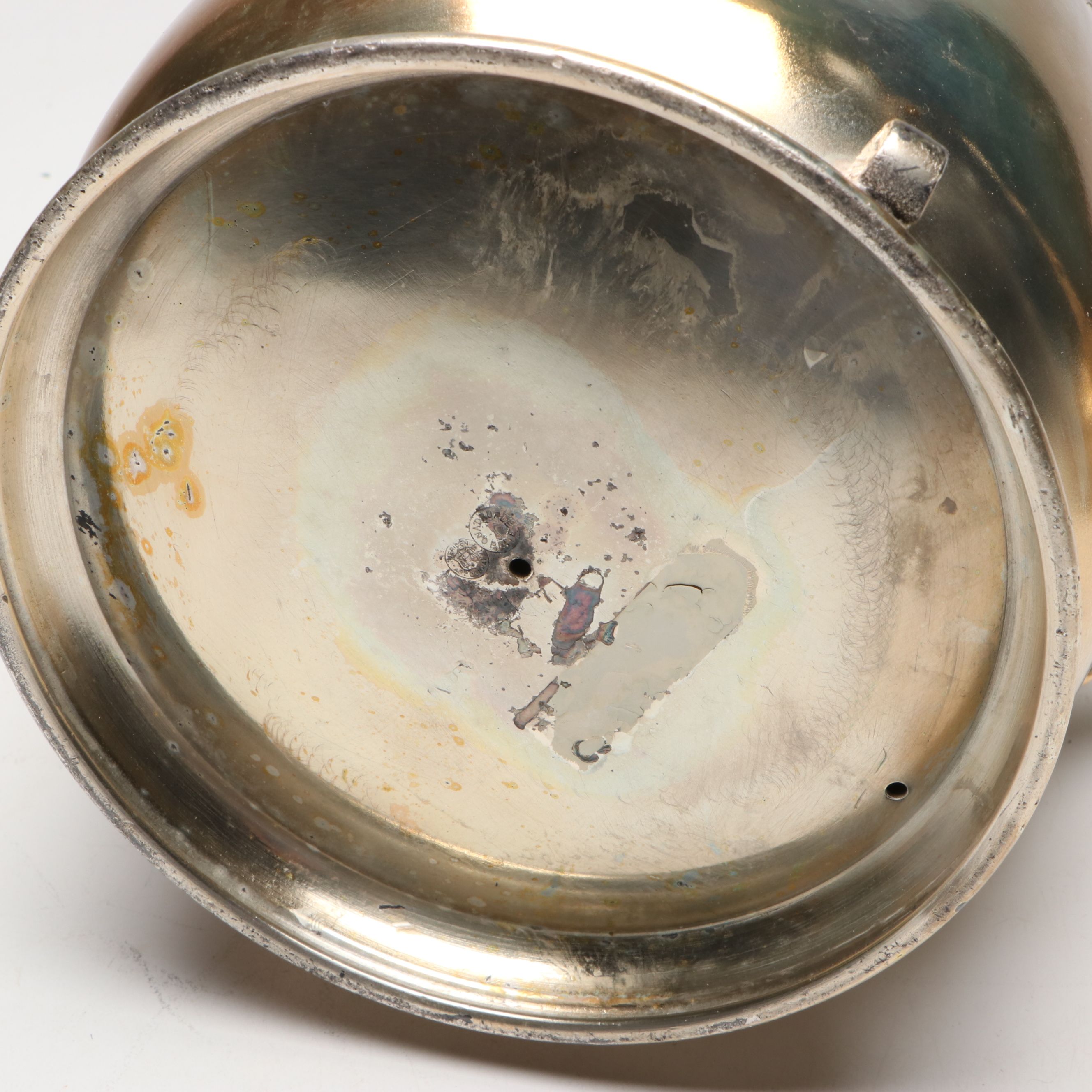 Meriden B. Company Engraved Silver Plate Tilting Water Pitcher with Cup