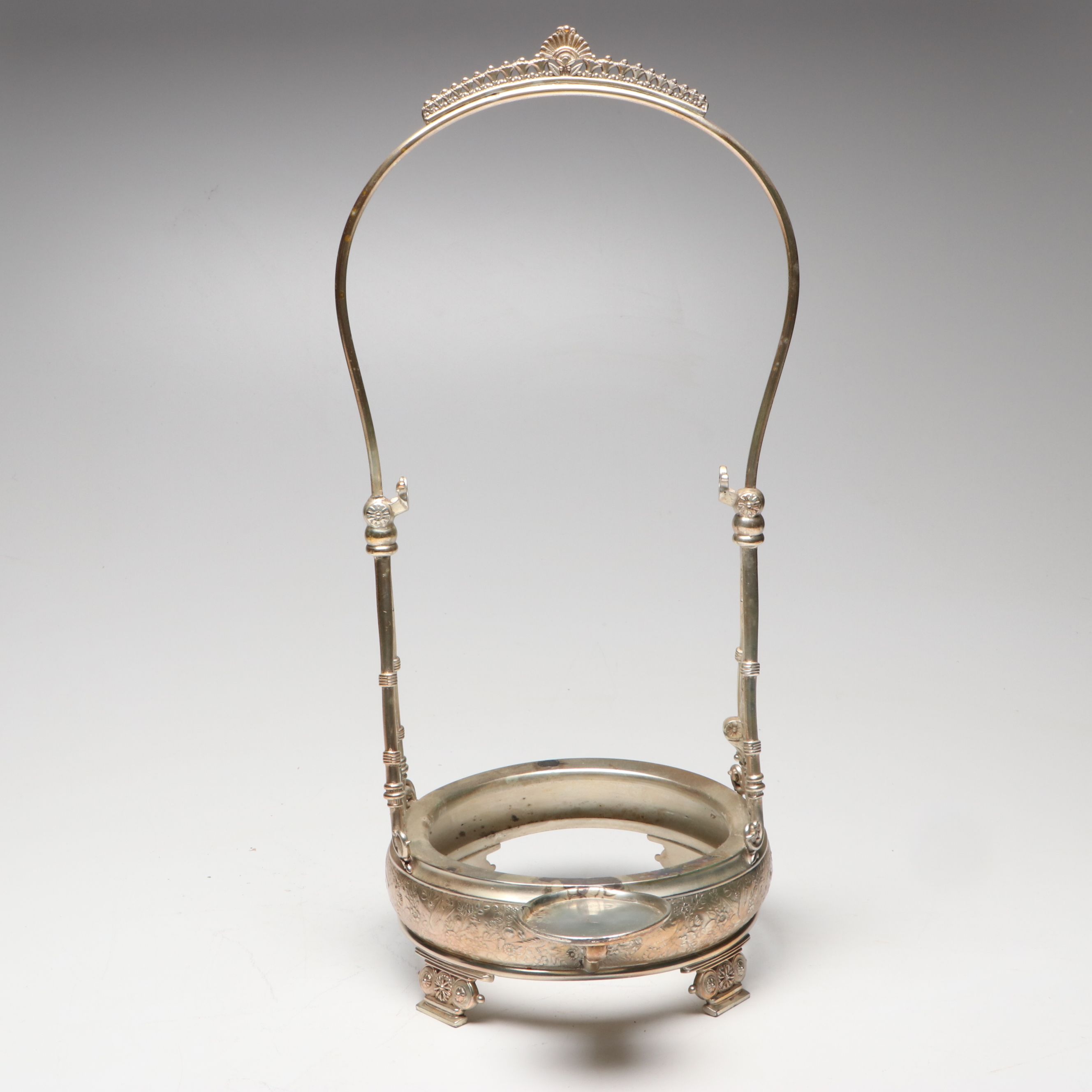 Meriden B. Company Engraved Silver Plate Tilting Water Pitcher with Cup