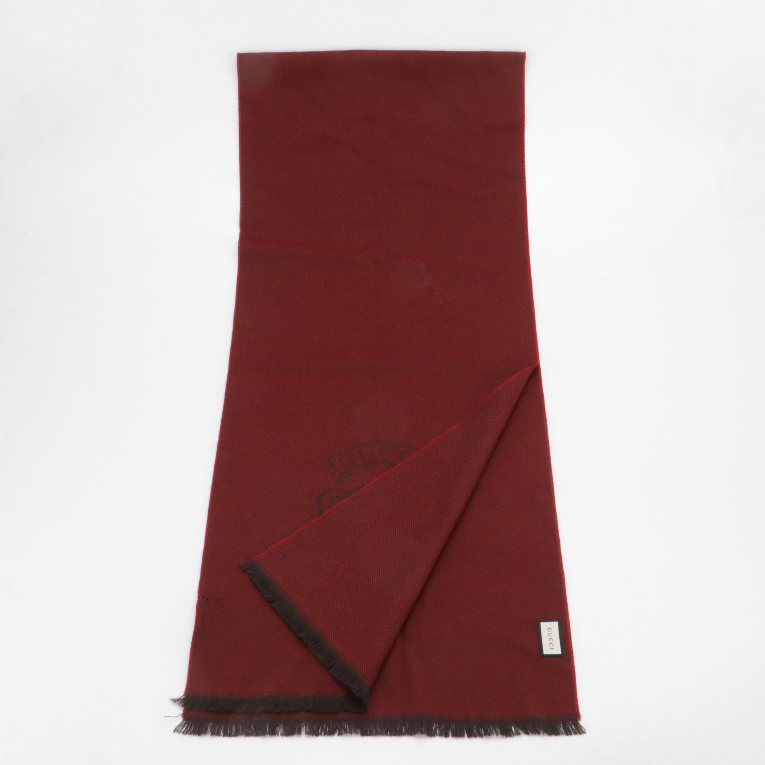 Gucci Wool Jacquard Scarf with Crest Logo