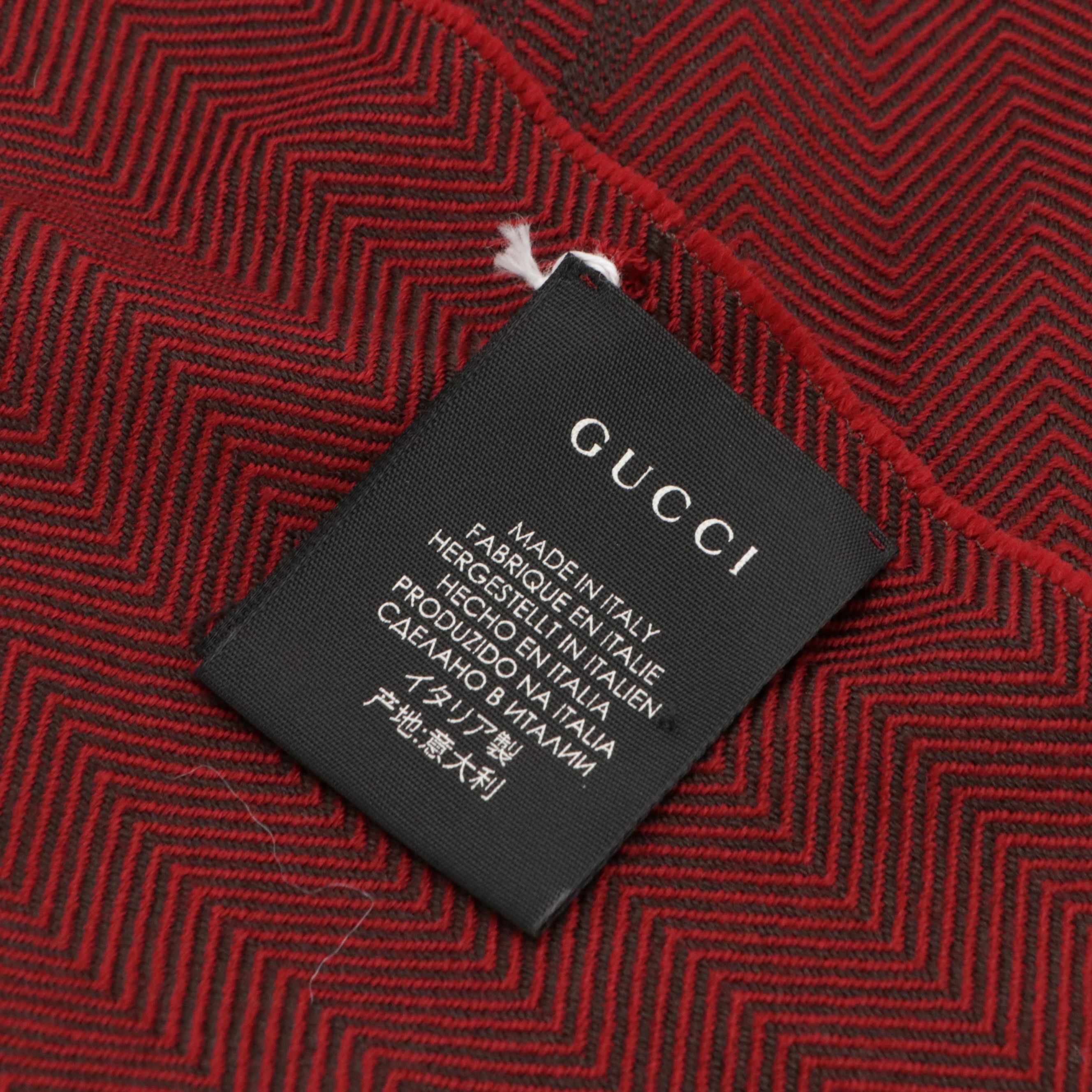 Gucci Wool Jacquard Scarf with Crest Logo