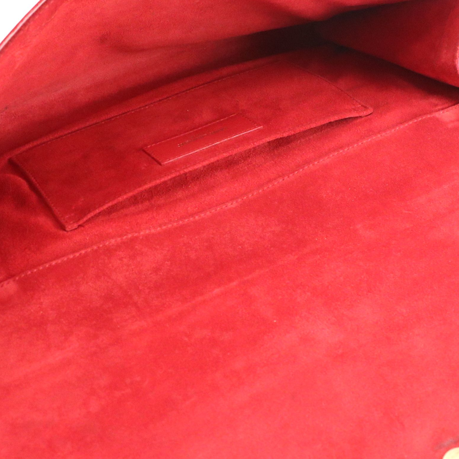 Saint Laurent Red Leather Ligne Y Clutch Bag