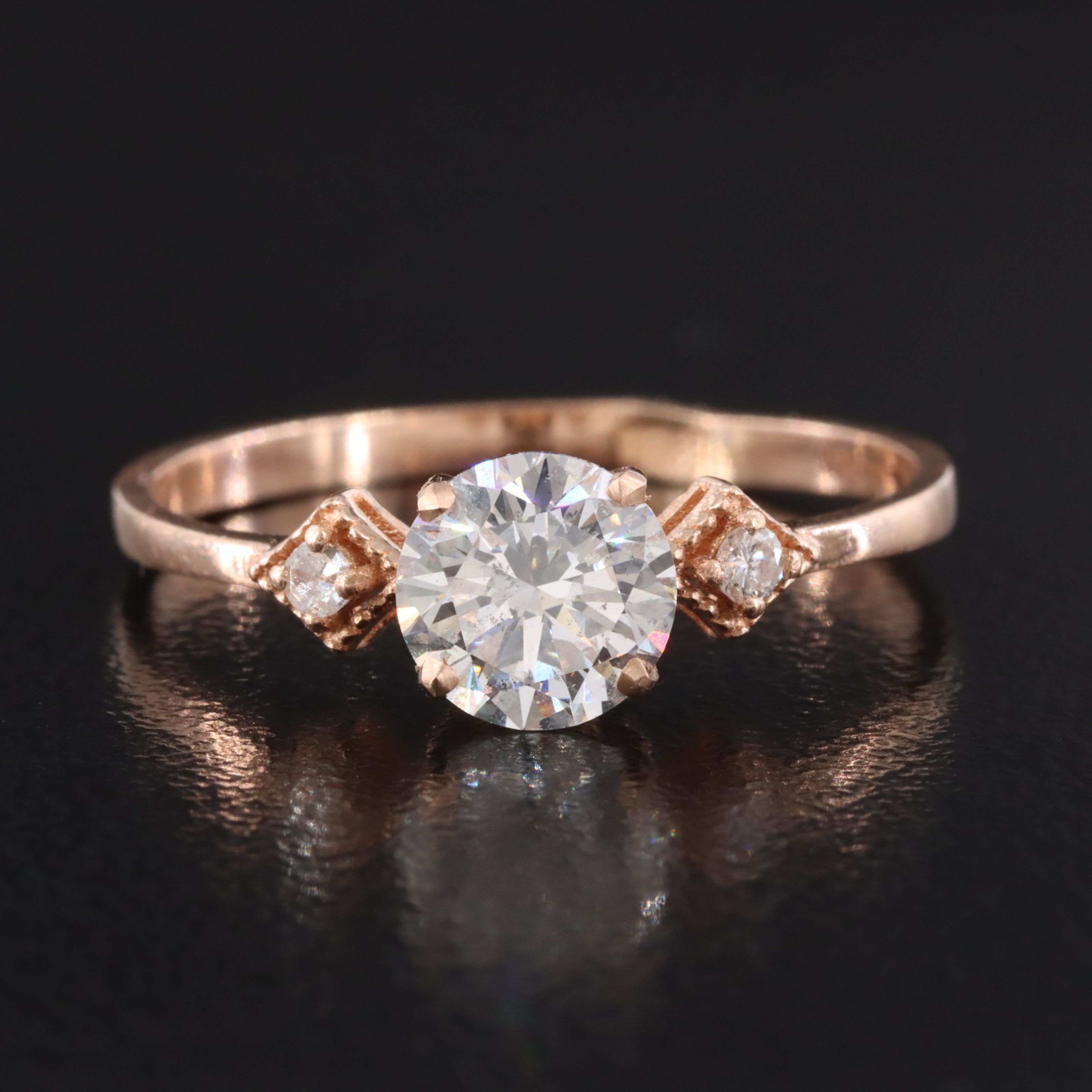 14K Rose Gold 0.87 CTW Diamond Ring with Lab Grown Center