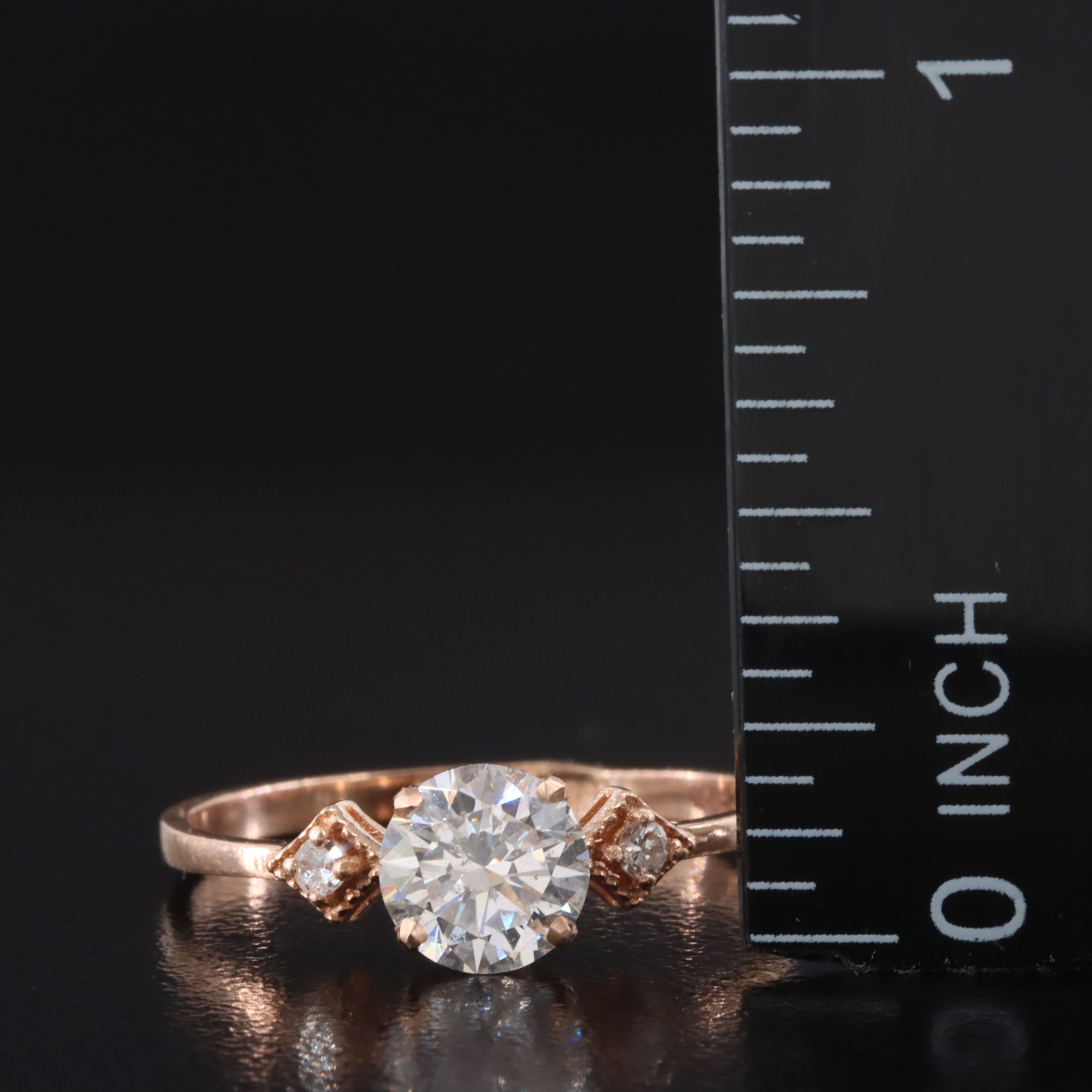 14K Rose Gold 0.87 CTW Diamond Ring with Lab Grown Center