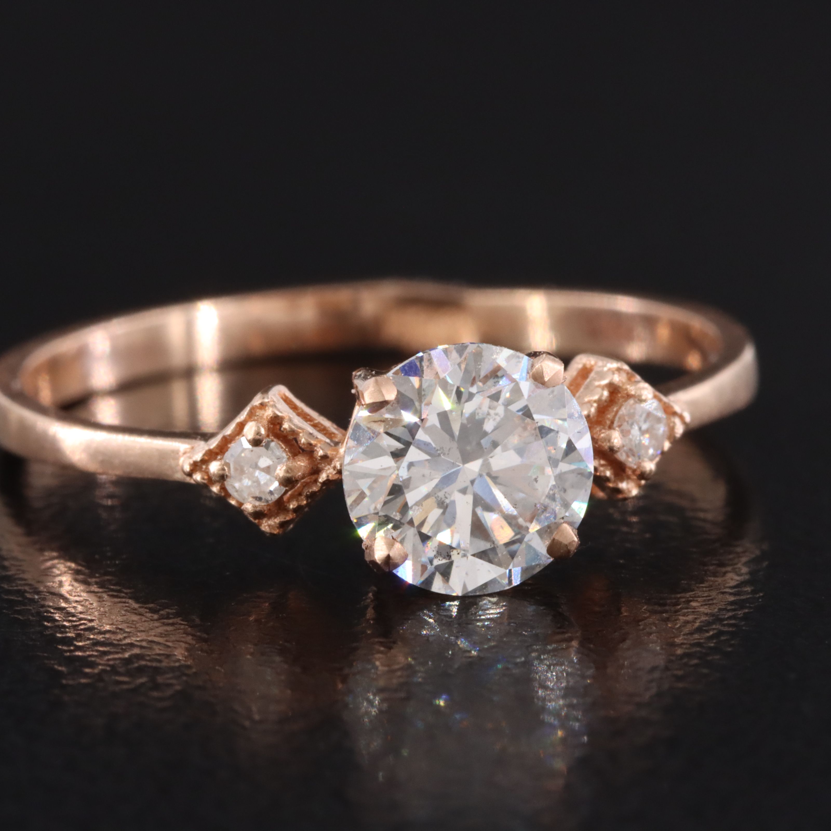 14K Rose Gold 0.87 CTW Diamond Ring with Lab Grown Center