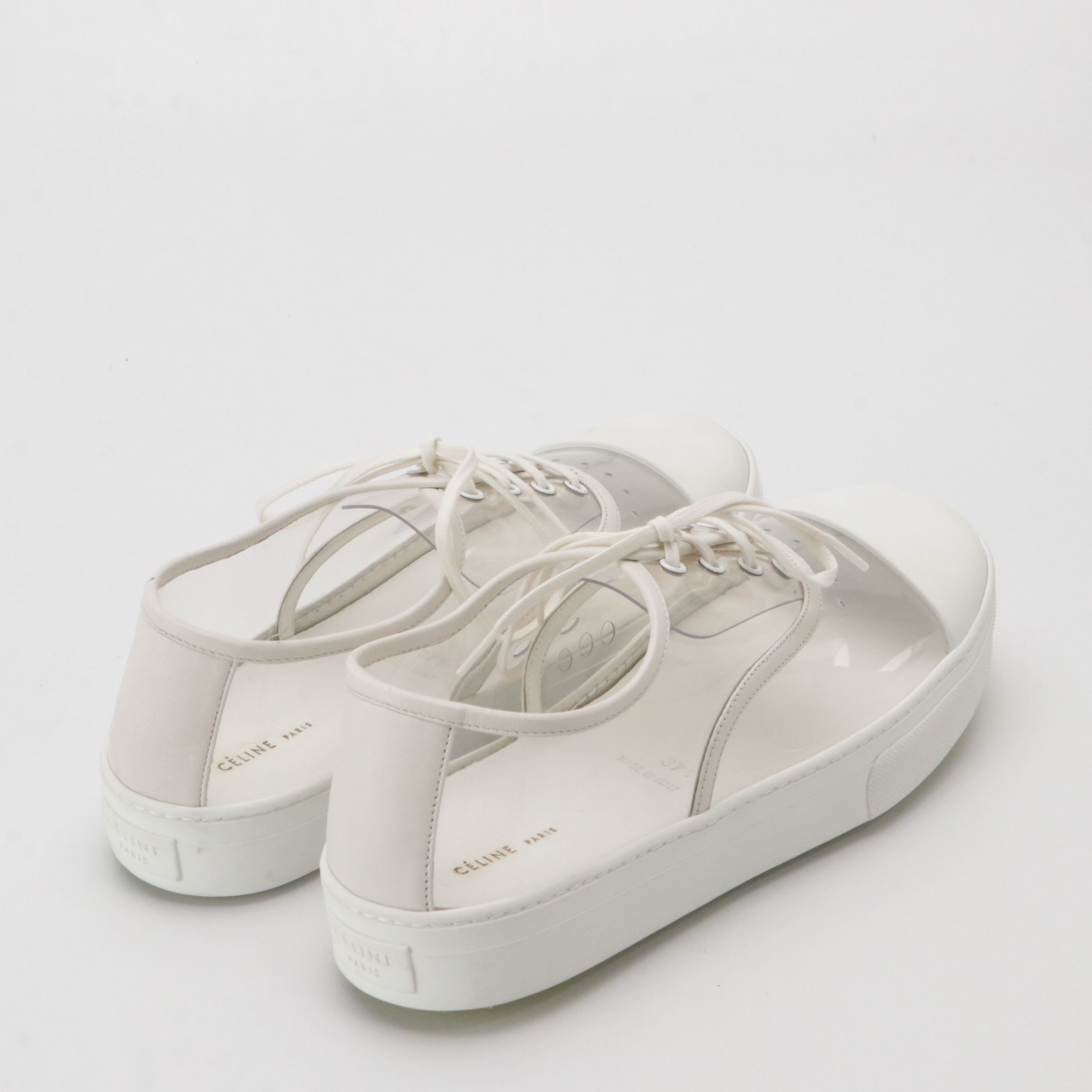 Céline Clear Vinyl and White Leather Sneakers, With Box