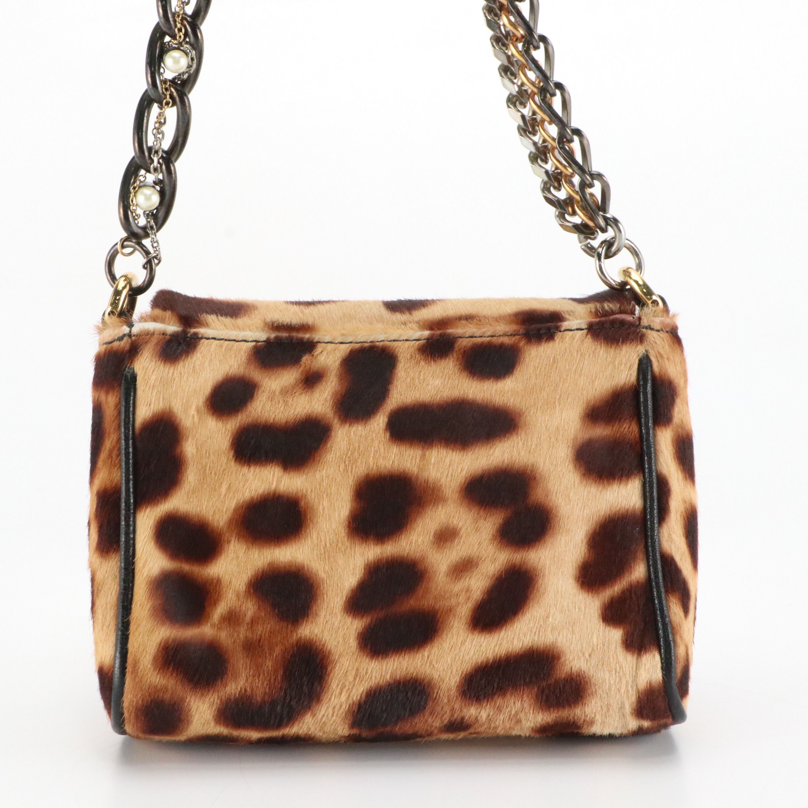 Dolce & Gabbana Dyed Calf Hair Mini Flap Bag with Beaded Chain Strap