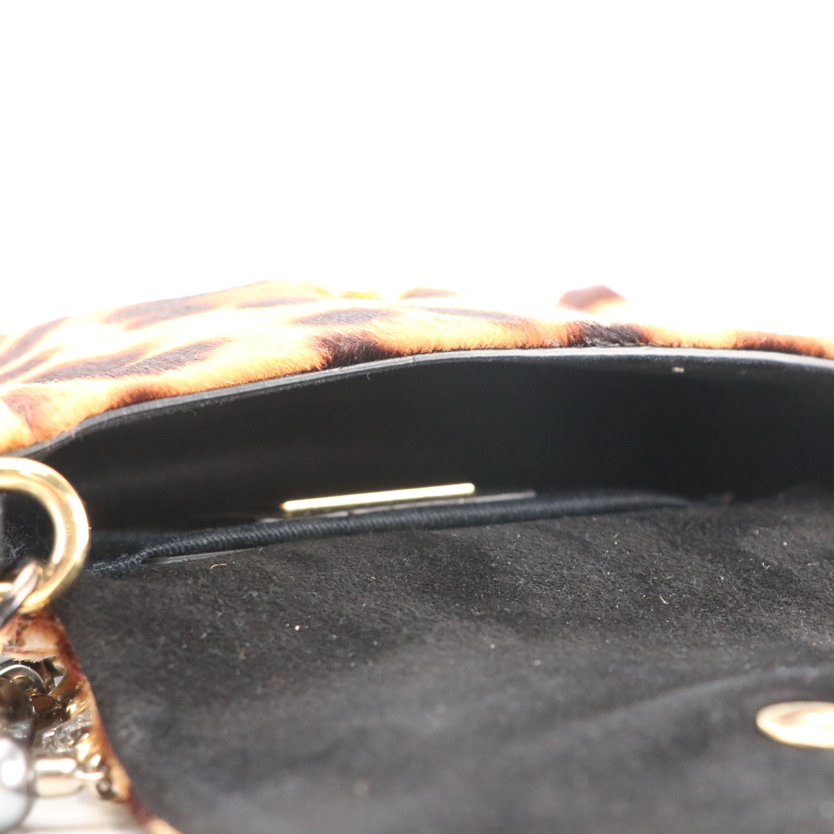 Dolce & Gabbana Dyed Calf Hair Mini Flap Bag with Beaded Chain Strap