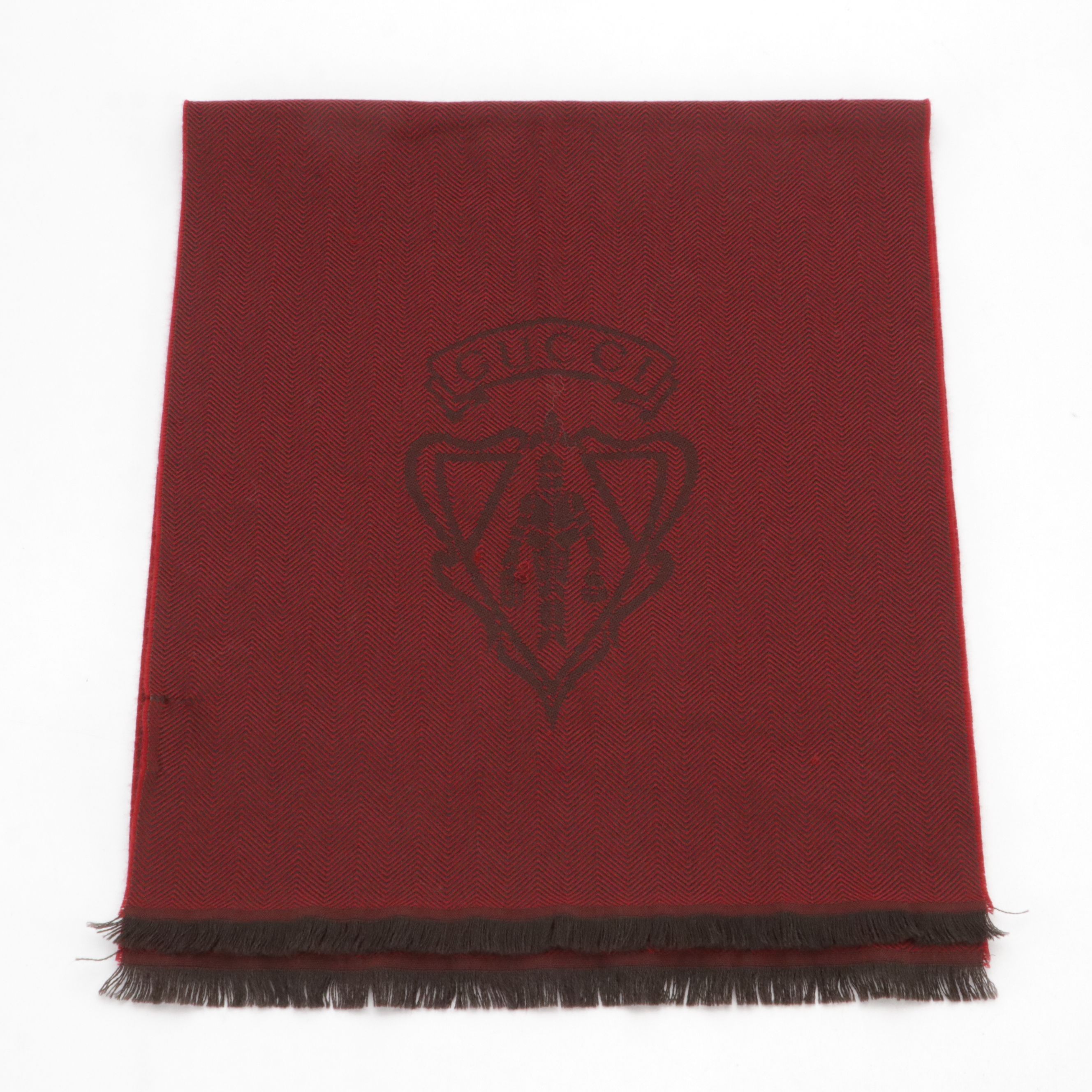 Gucci Wool Jacquard Scarf with Crest Logo