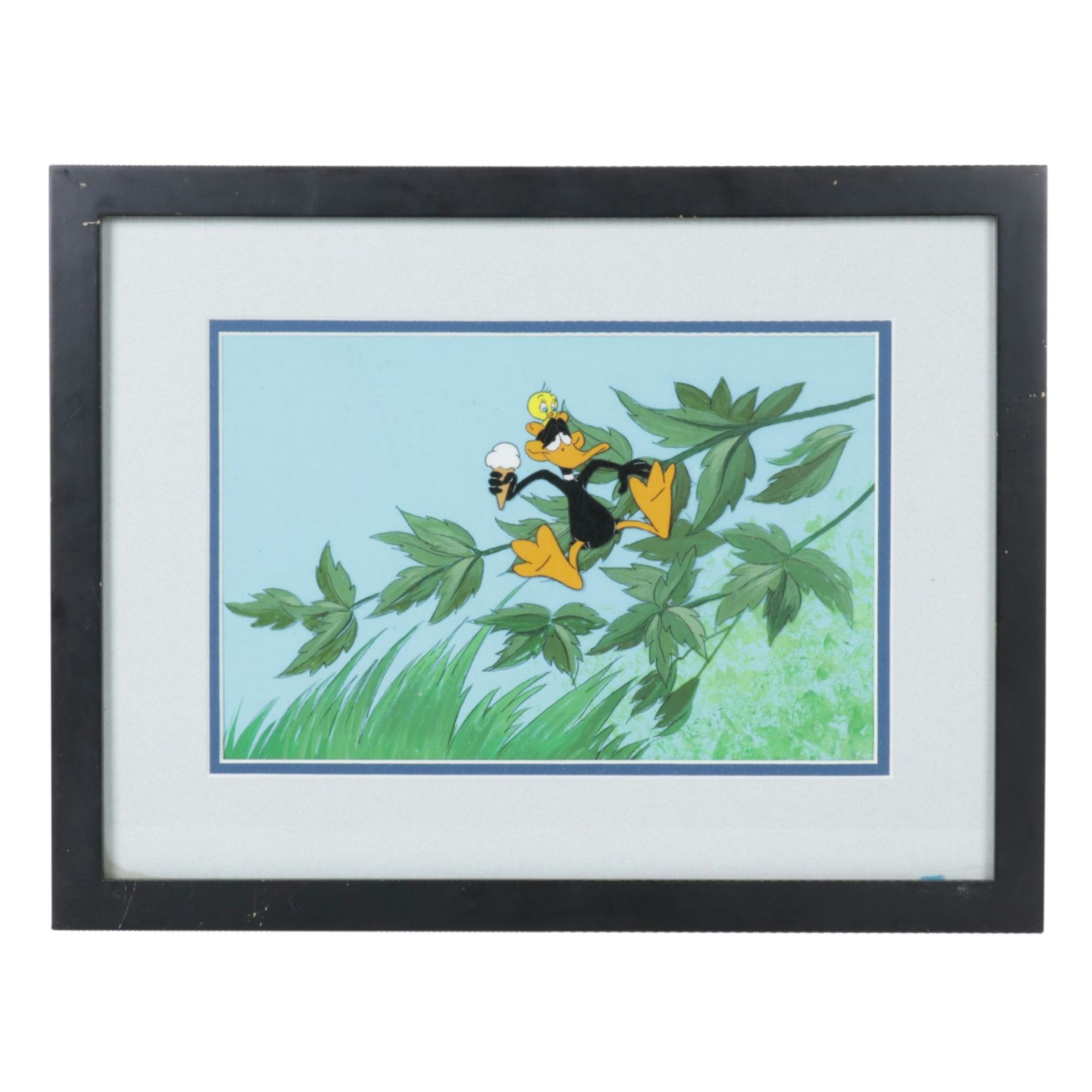 Warner Bros. Studios Hand-Painted Animation Cel of Daffy Duck and Tweety Bird