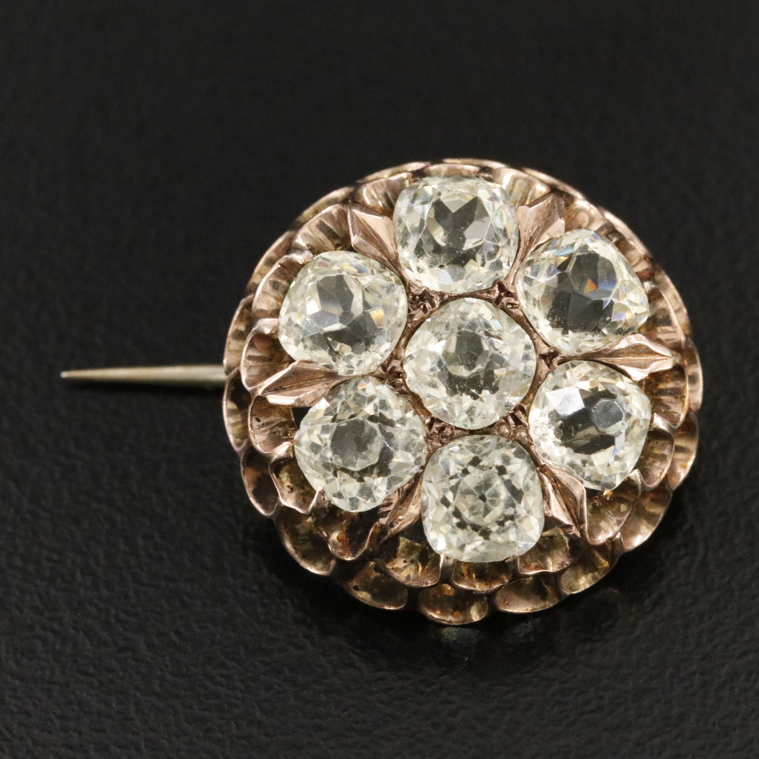 Victorian 10K Glass Circle Brooch