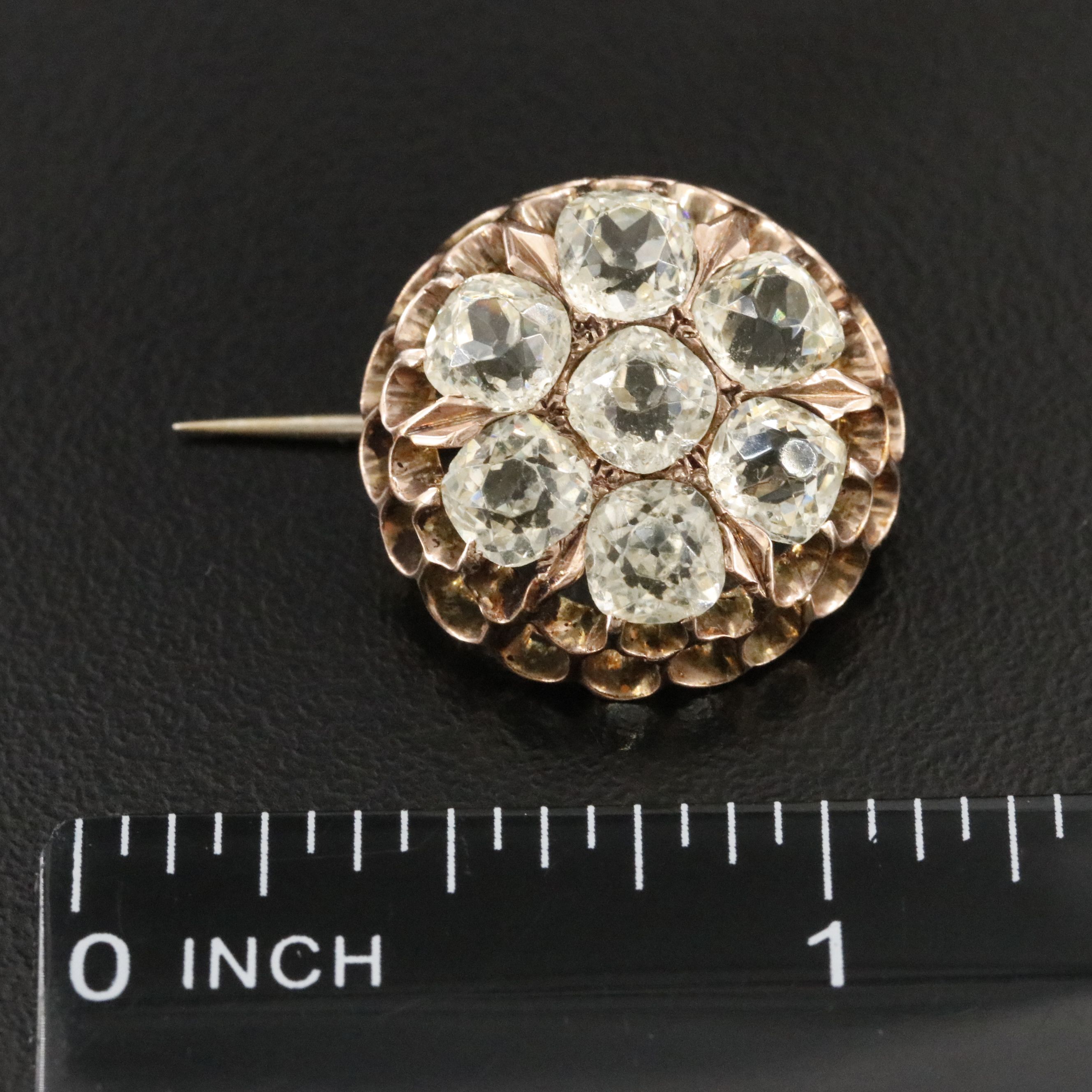 Victorian 10K Glass Circle Brooch