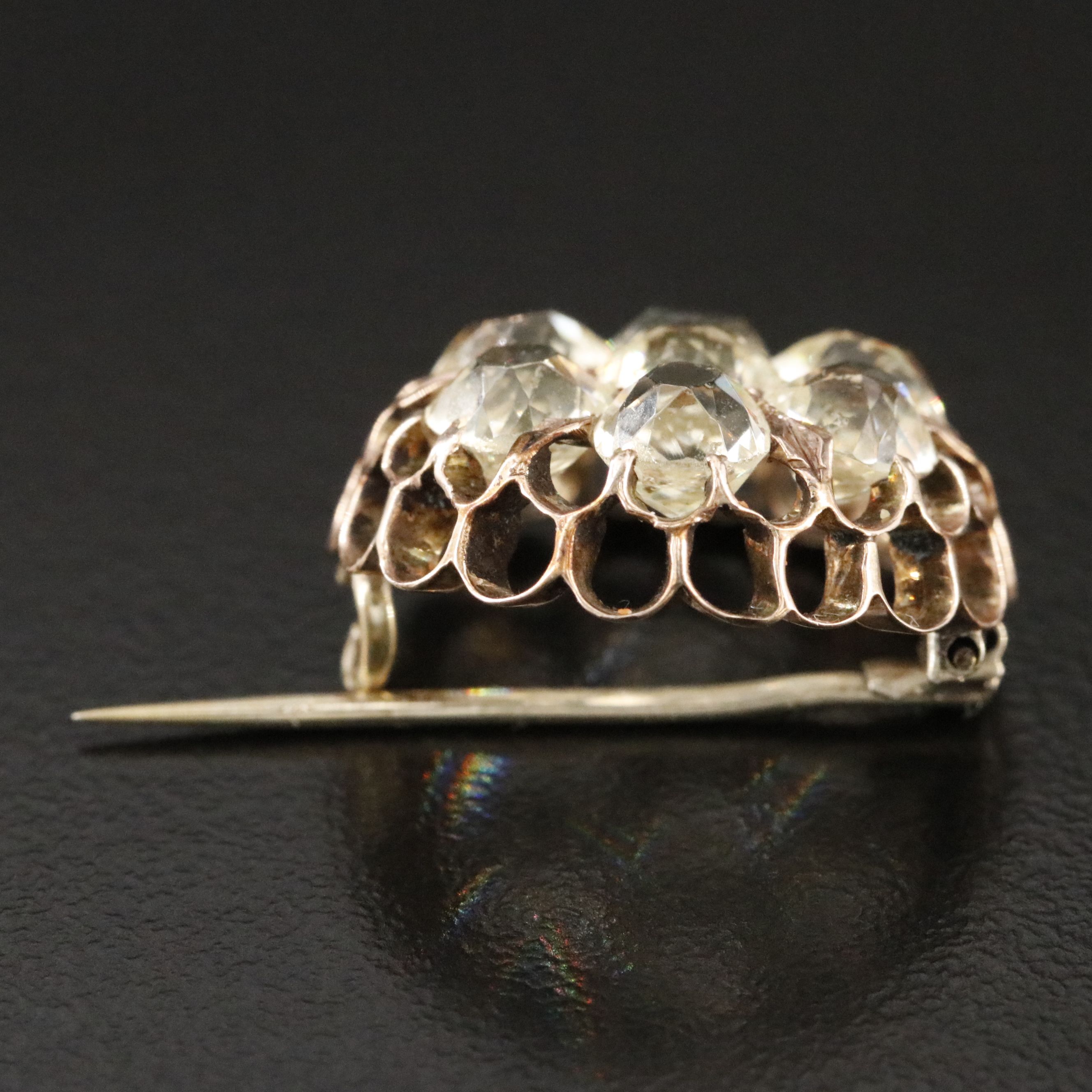 Victorian 10K Glass Circle Brooch