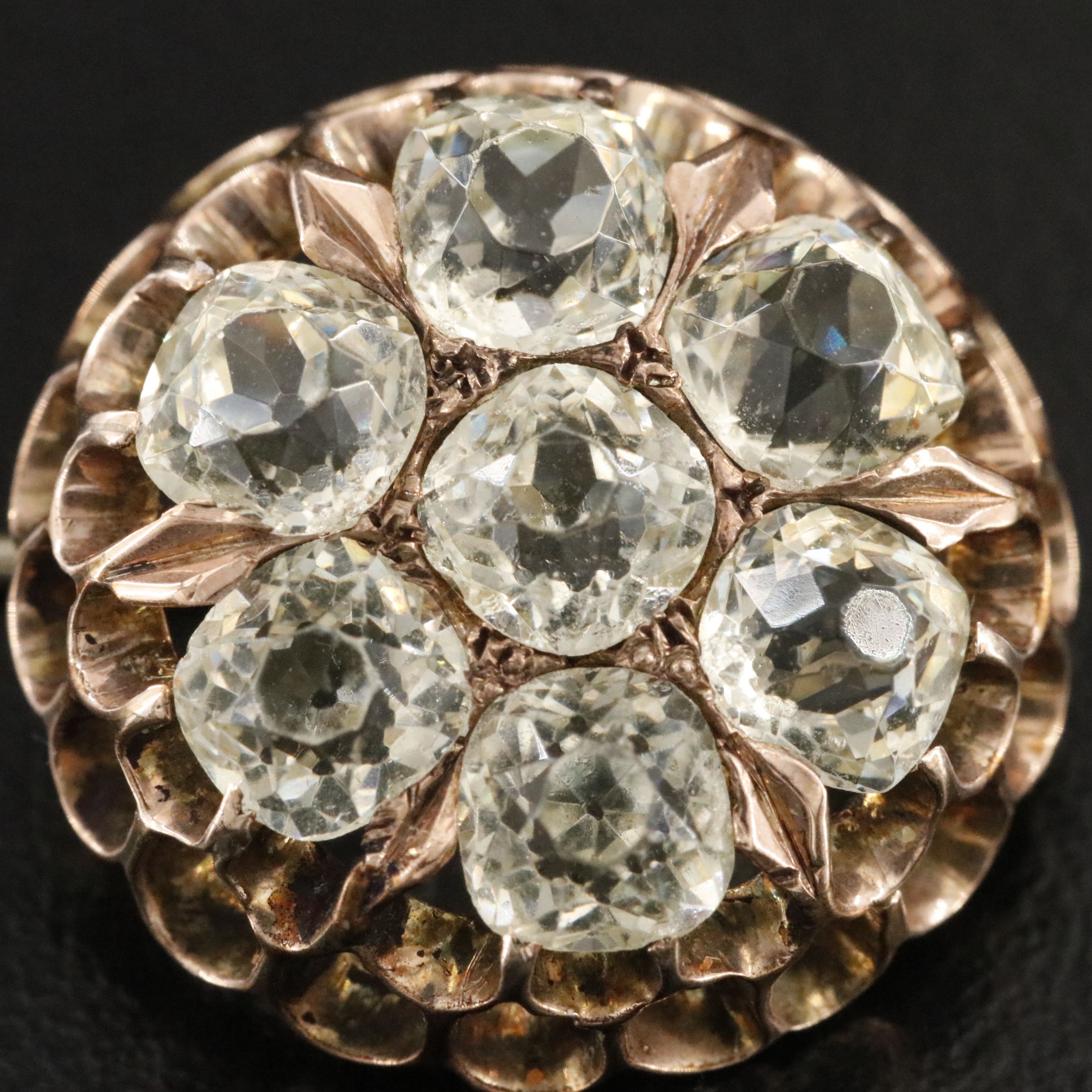 Victorian 10K Glass Circle Brooch