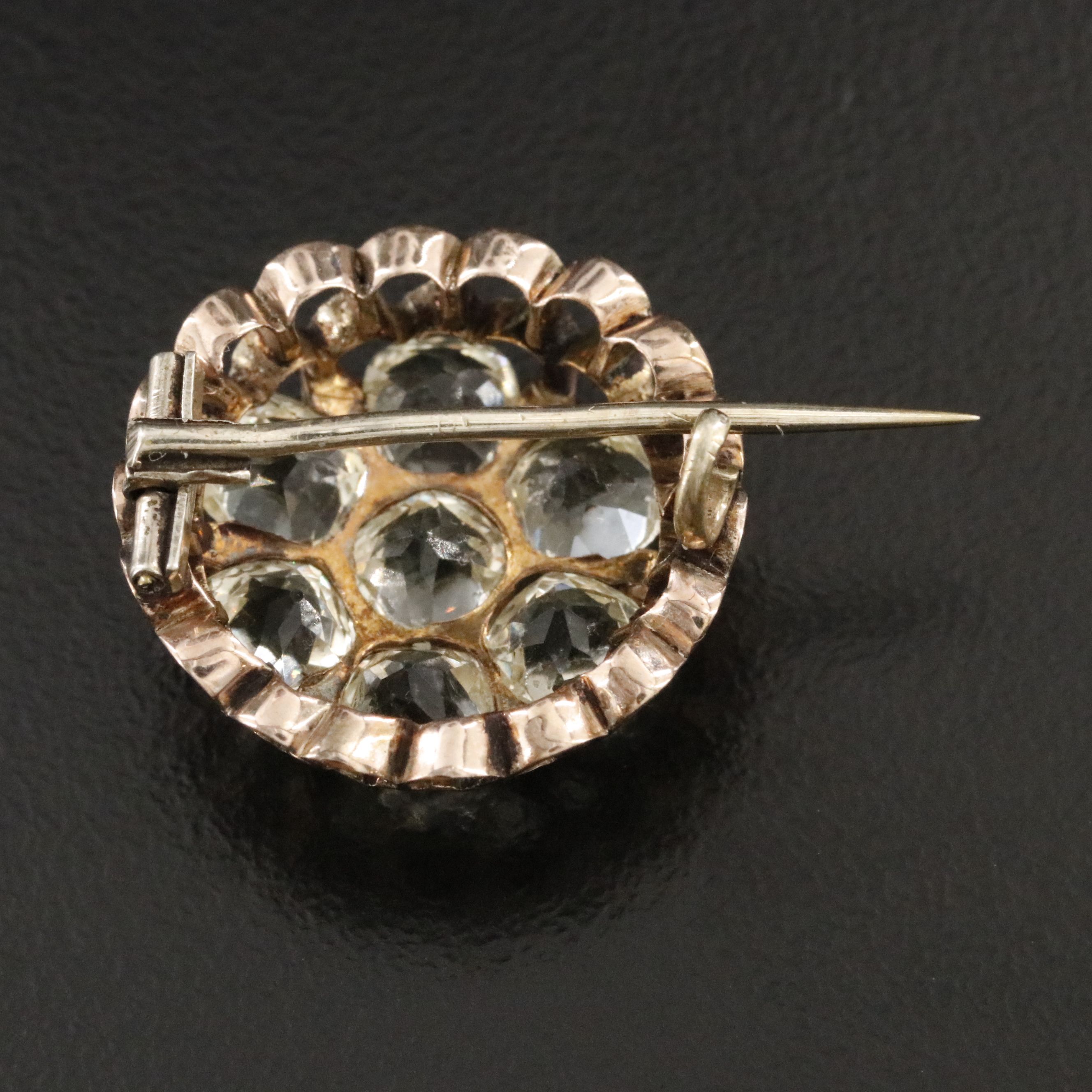 Victorian 10K Glass Circle Brooch