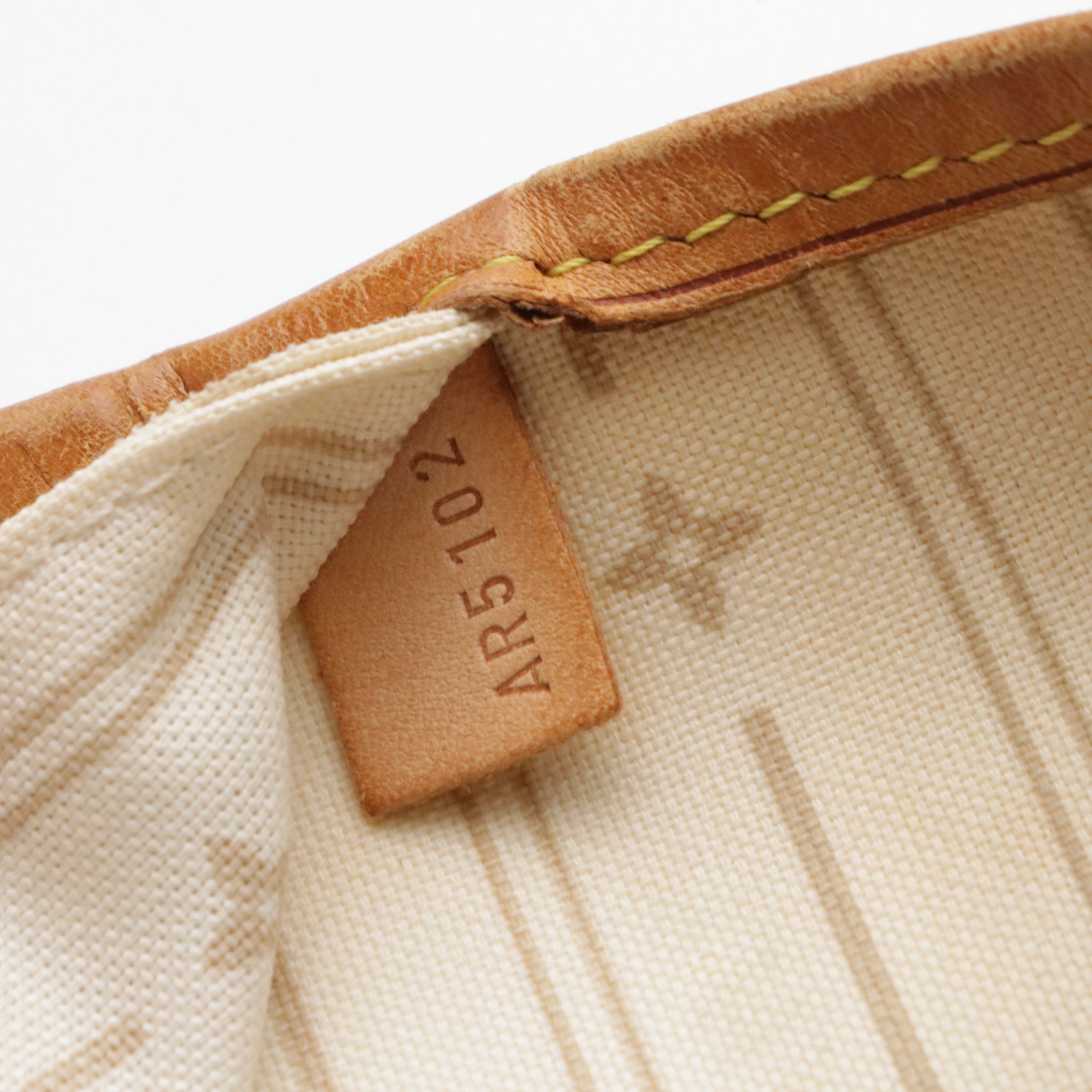 Louis Vuitton Neverfull MM Tote Bag in Damier Azur Canvas and Brown Leather Trim