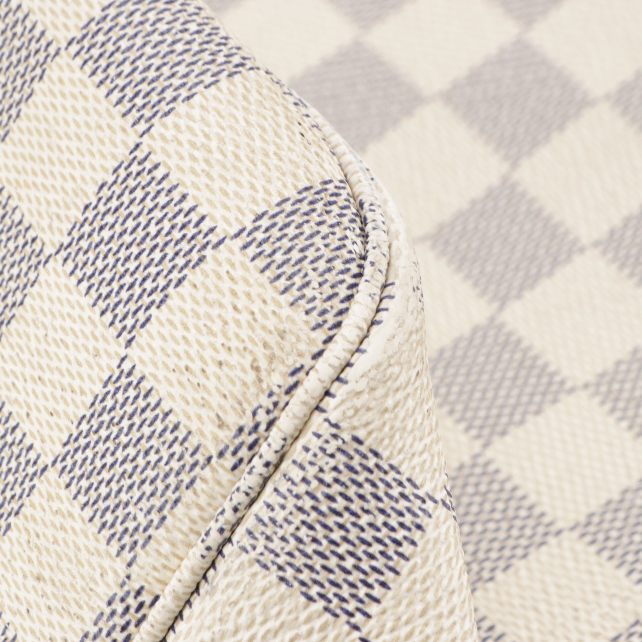 Louis Vuitton Neverfull MM Tote Bag in Damier Azur Canvas and Brown Leather Trim