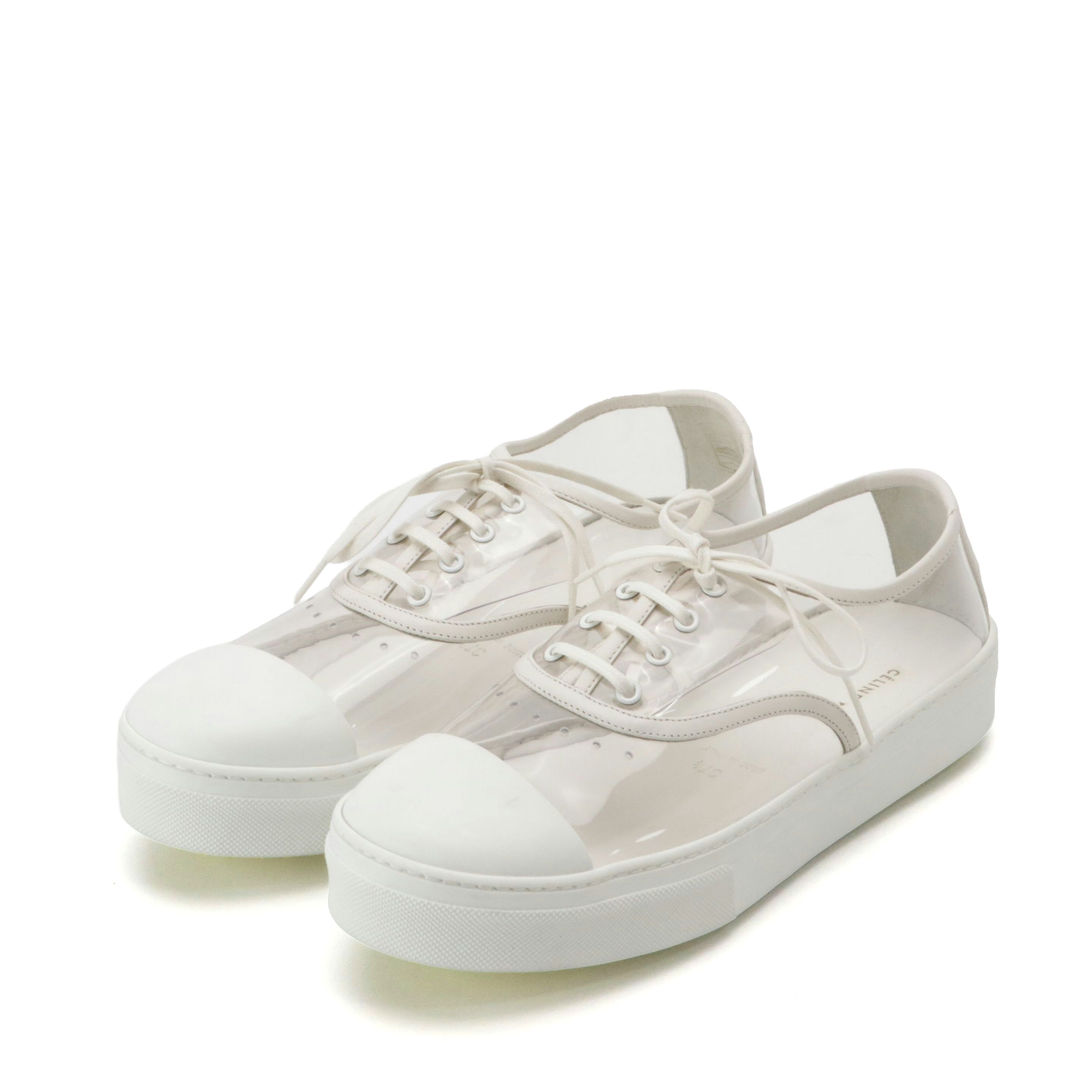 Céline Clear Vinyl and White Leather Sneakers, With Box