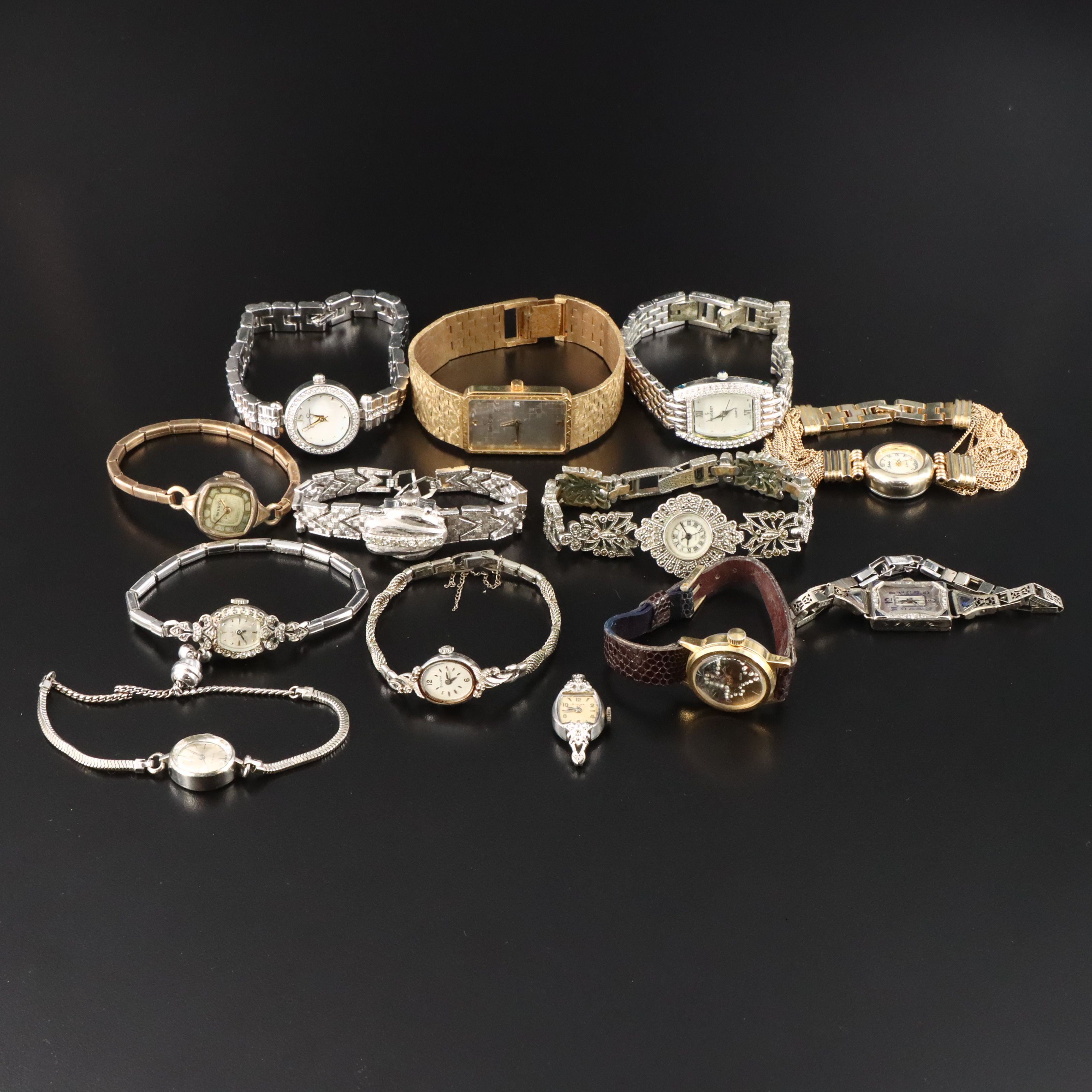 Collection of Fashion and Gemstone Watches Featuring Peugot and Bucherer