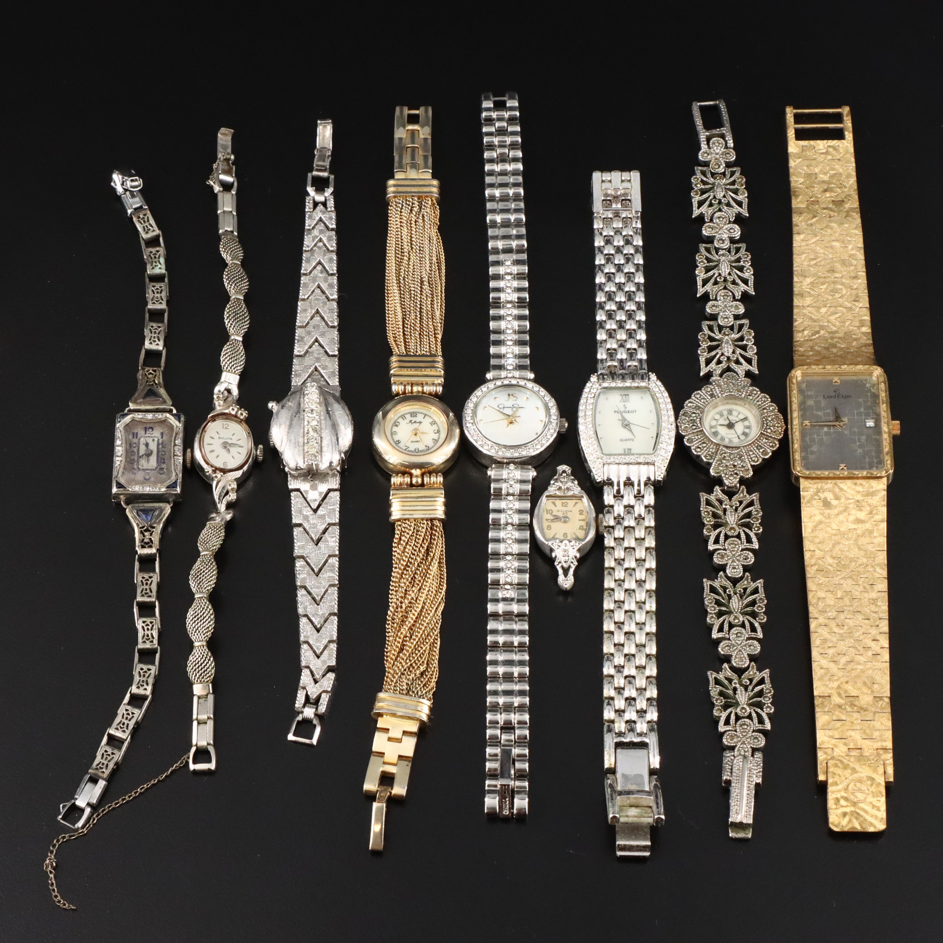 Collection of Fashion and Gemstone Watches Featuring Peugot and Bucherer