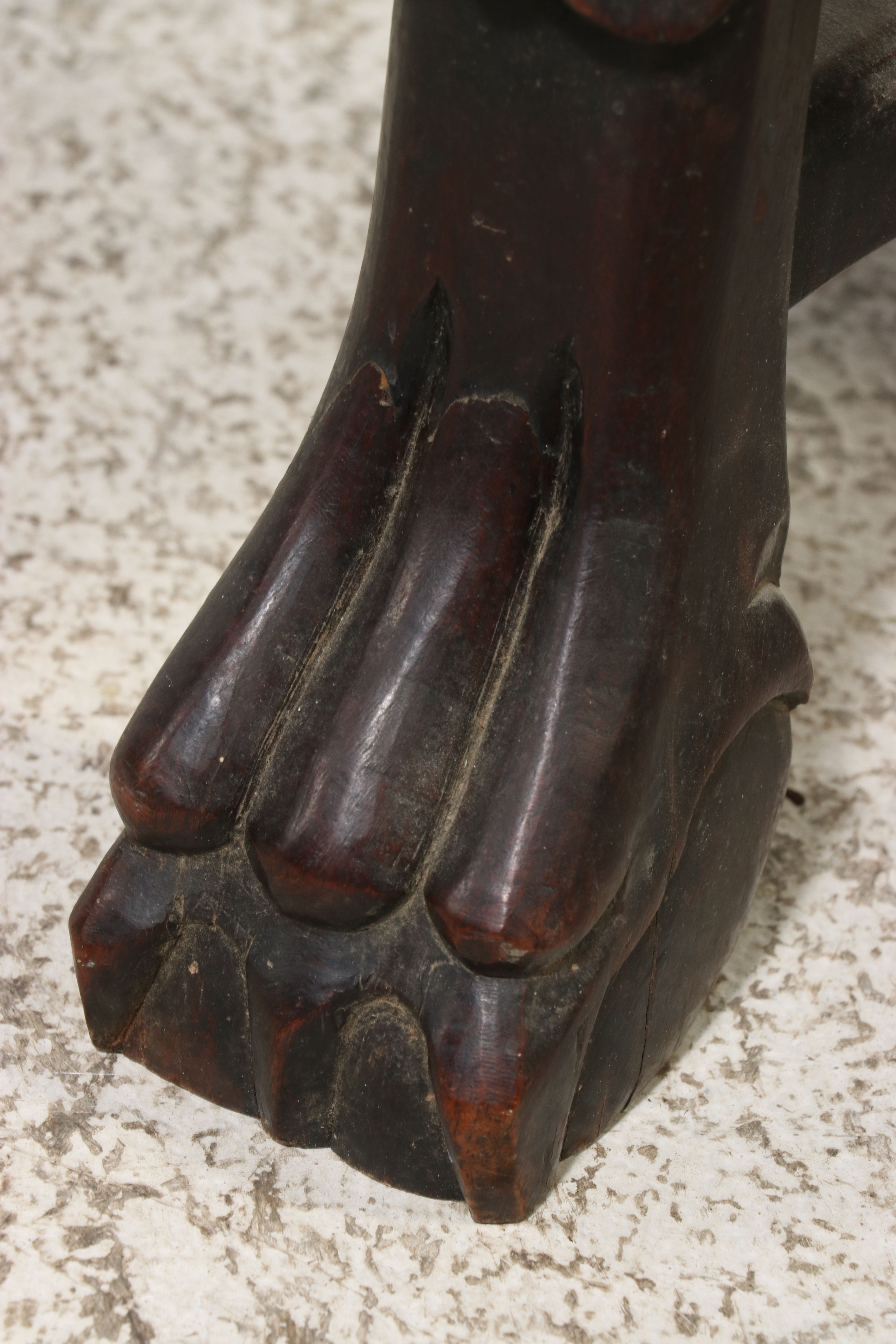 Chinese Carved Hardwood and Marble Top Pedestal Stand, Late 19th/Early 20th C.