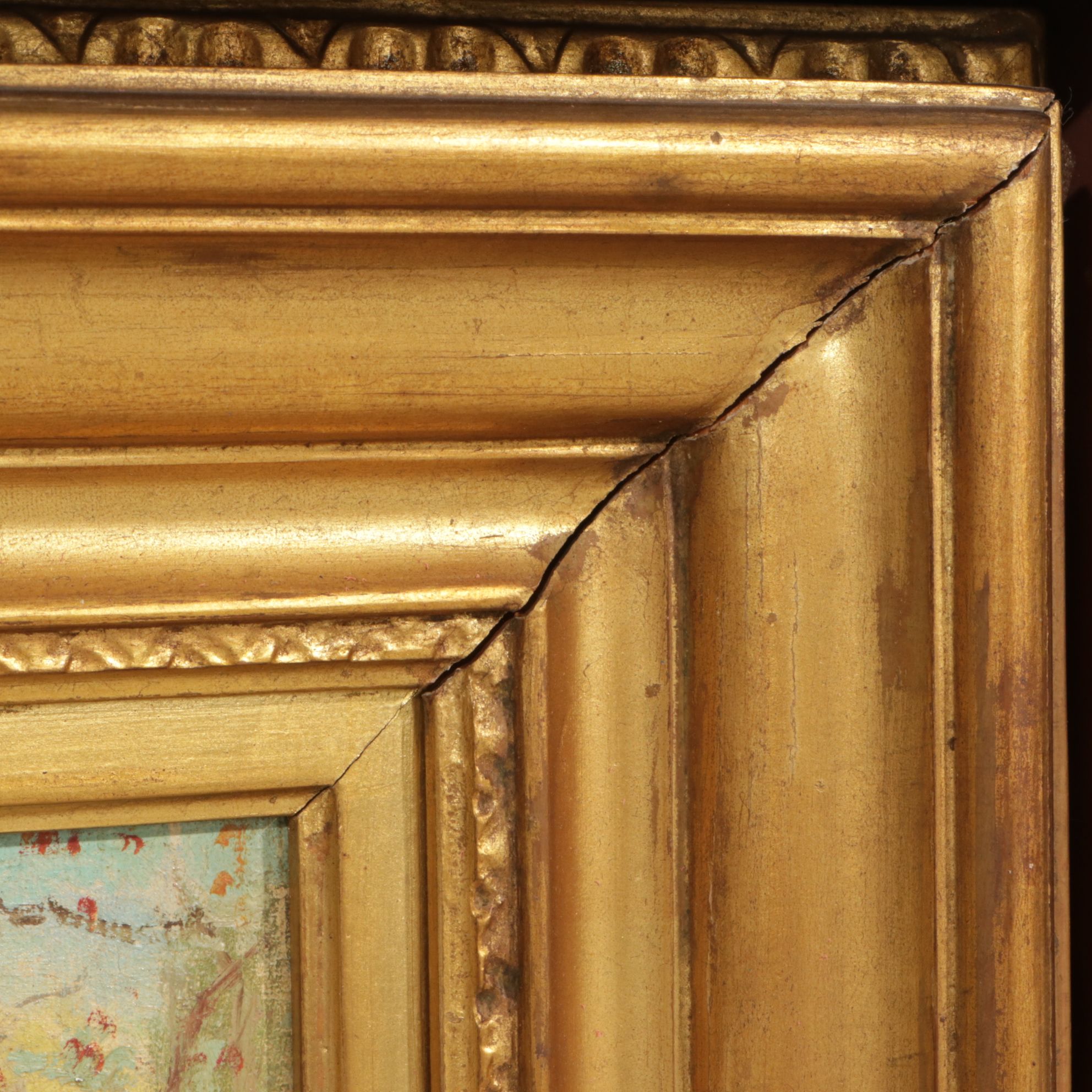 M. Honda European Landscape Oil Painting of Shaded Path, Mid-Late 19th Century