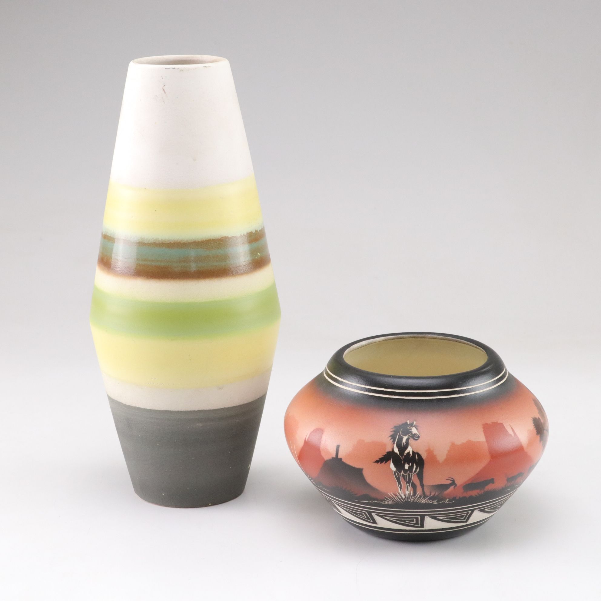 Hand-Crafted Navajo Planter and Other Ceramic Vase