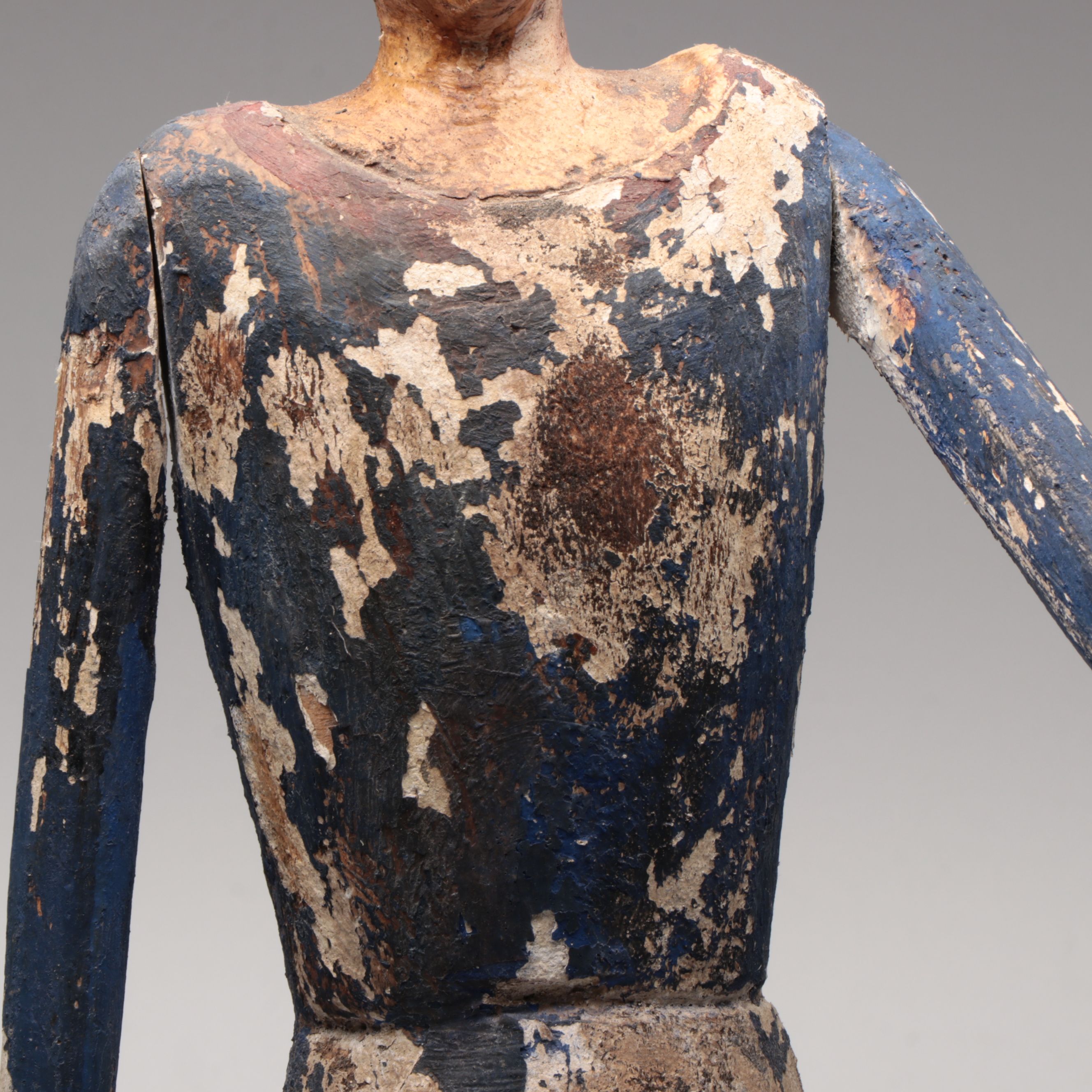 Carved Wood Santos Folk Art Cage Doll with Jointed Arms