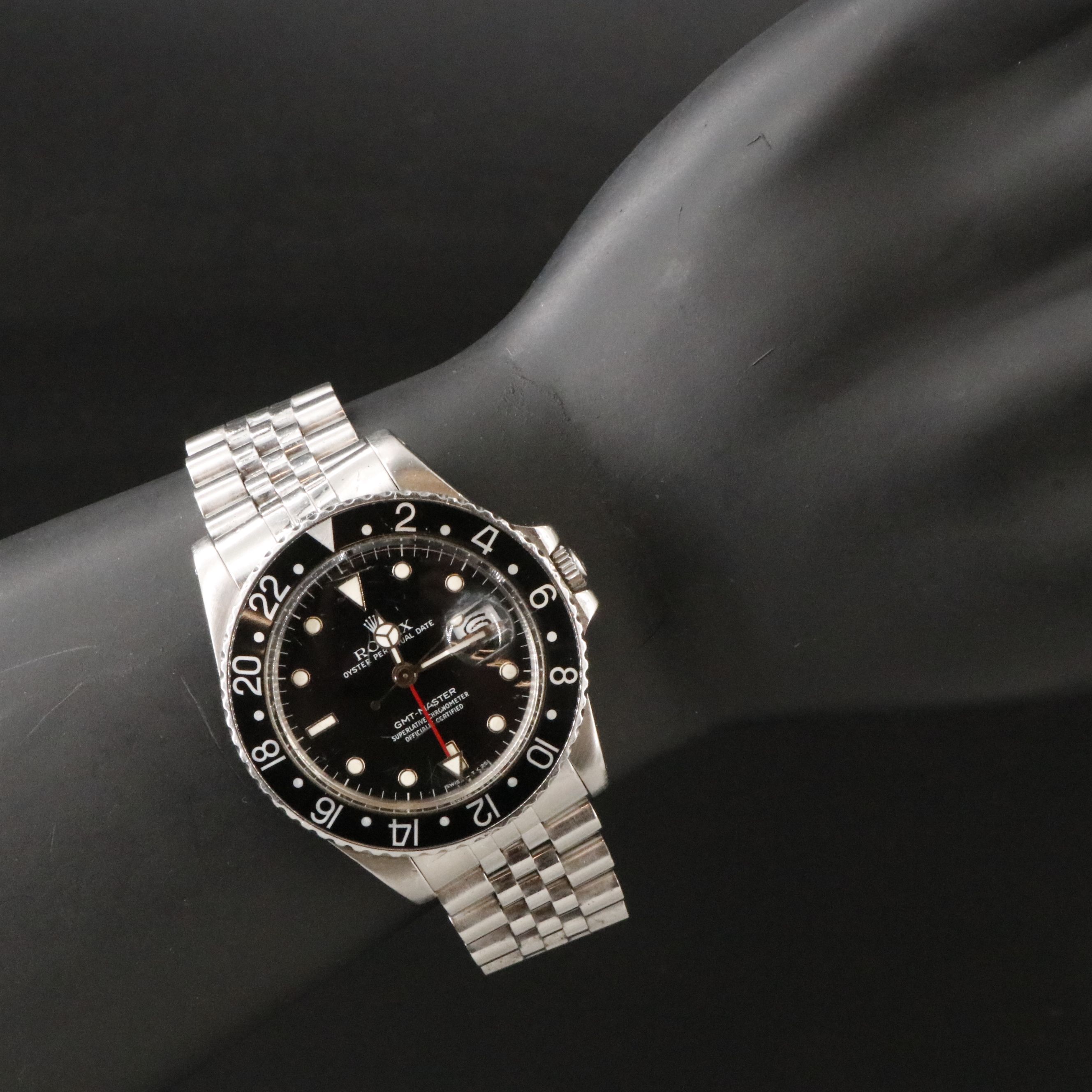 1988 Rolex GMT-Master 16750 Black Dial & Bezel Steel Jubilee Bracelet Watch