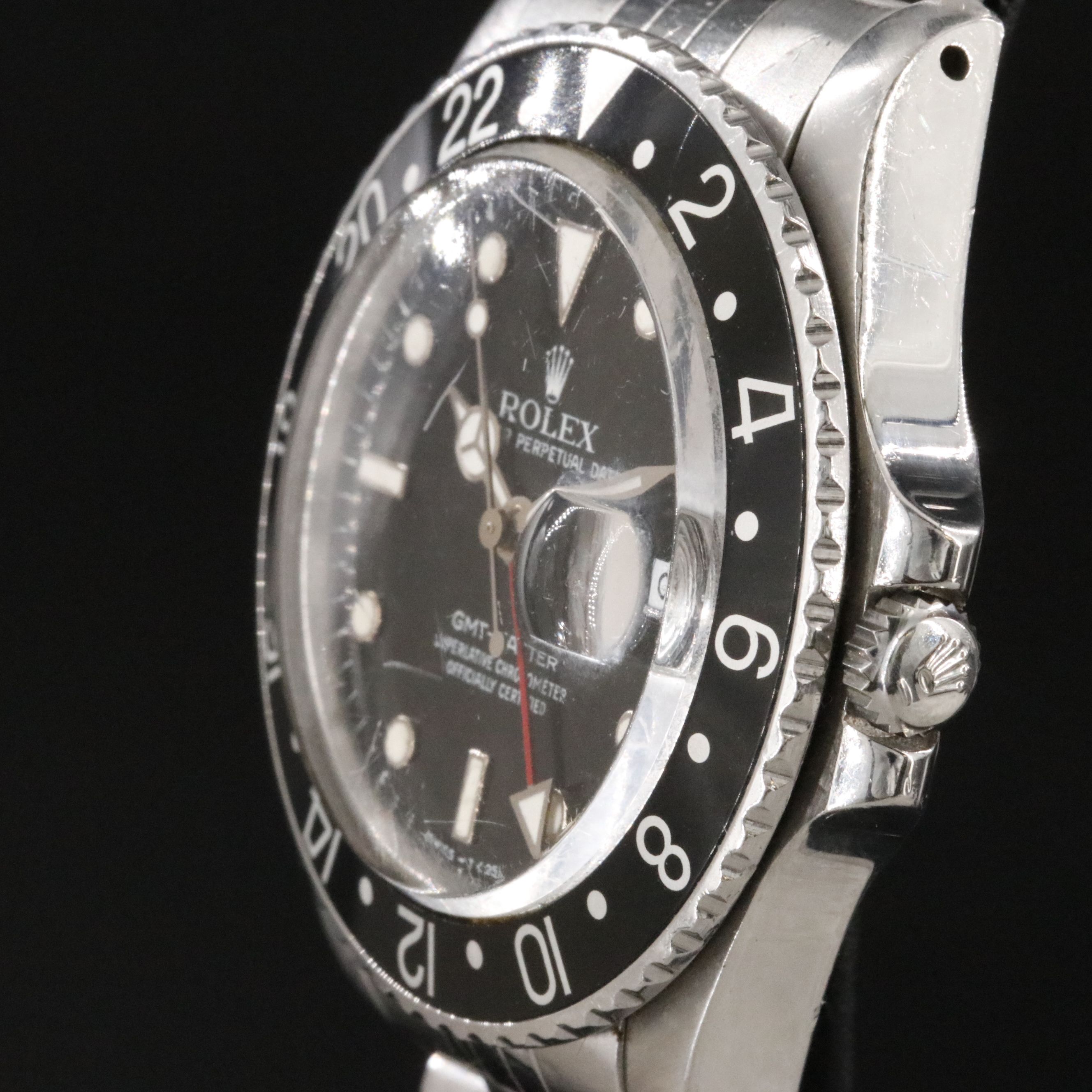 1988 Rolex GMT-Master 16750 Black Dial & Bezel Steel Jubilee Bracelet Watch