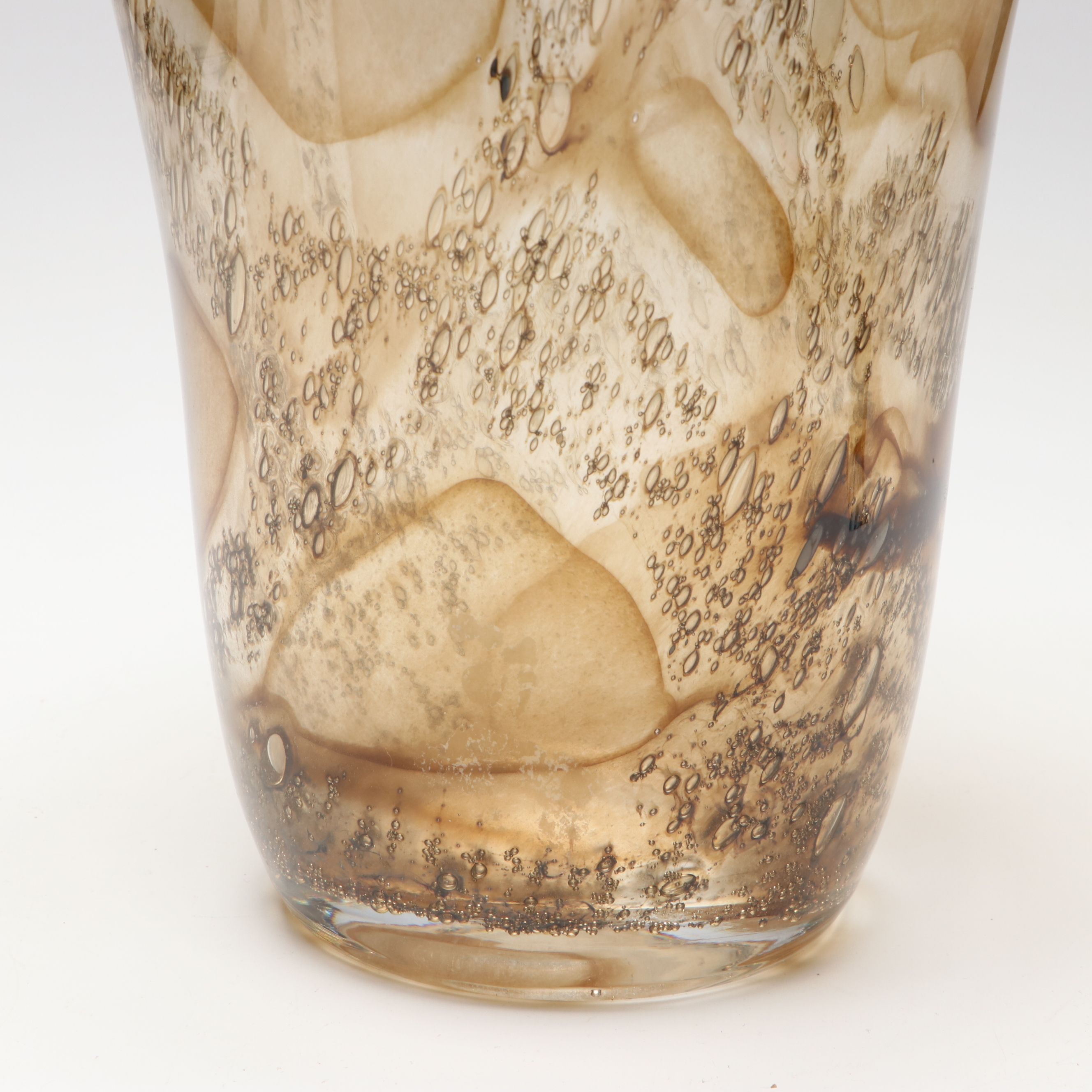 Polish Ruffled Art Glass Vase, Mid to Late 20th Century