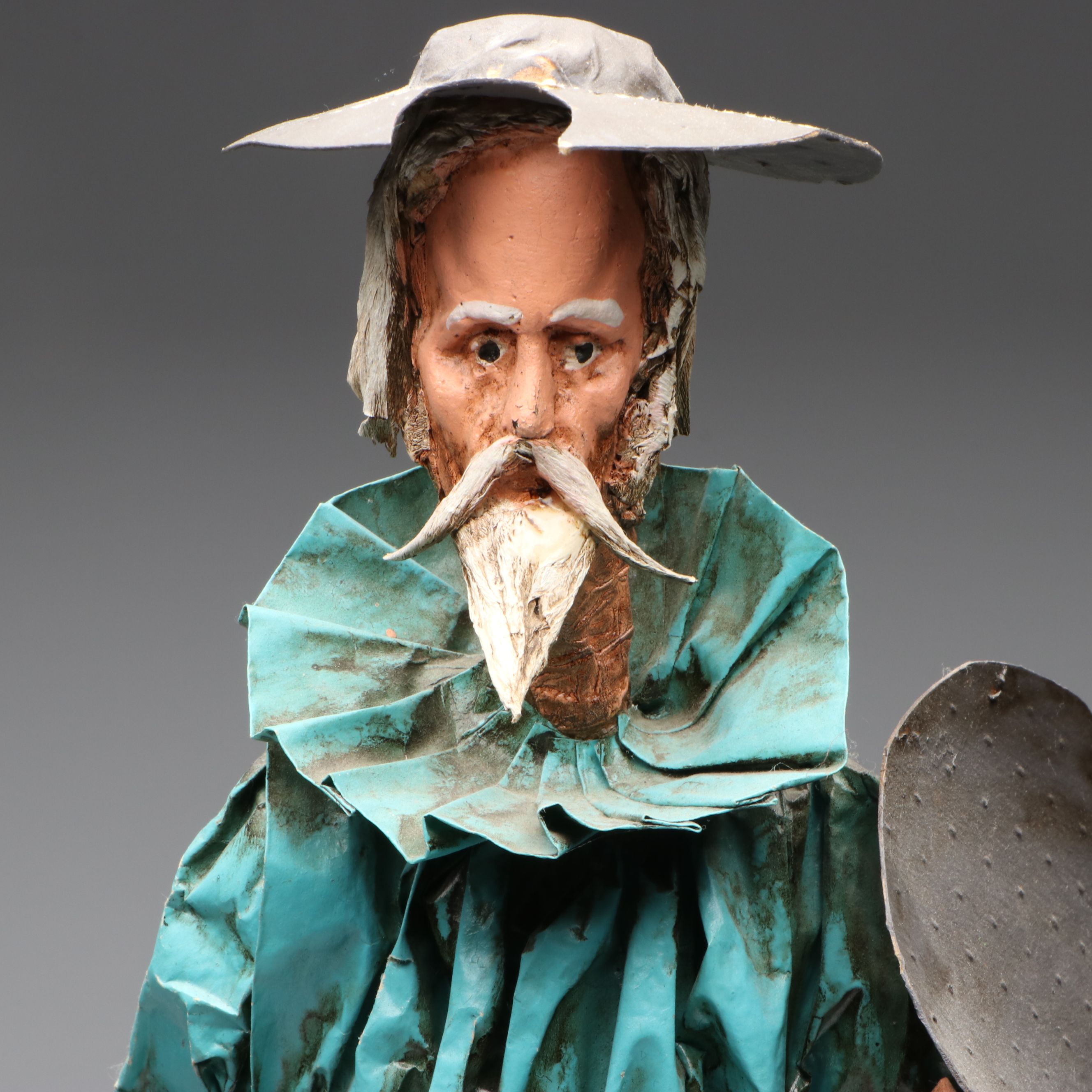 Mexican Folk Art Style Papier-Mâché Don Quixote Sculpture