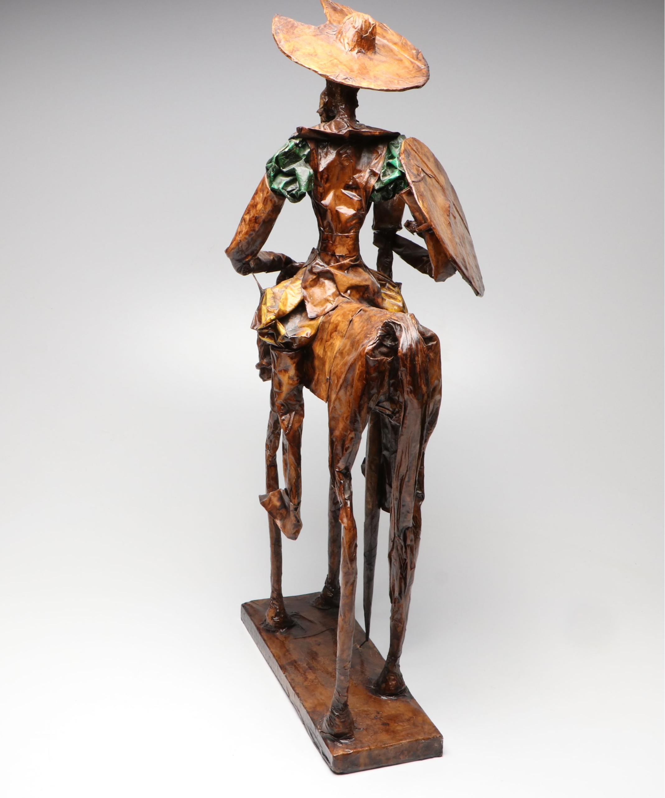 Folk Art Papier-Mâché Don Quixote and Rocinante Sculpture