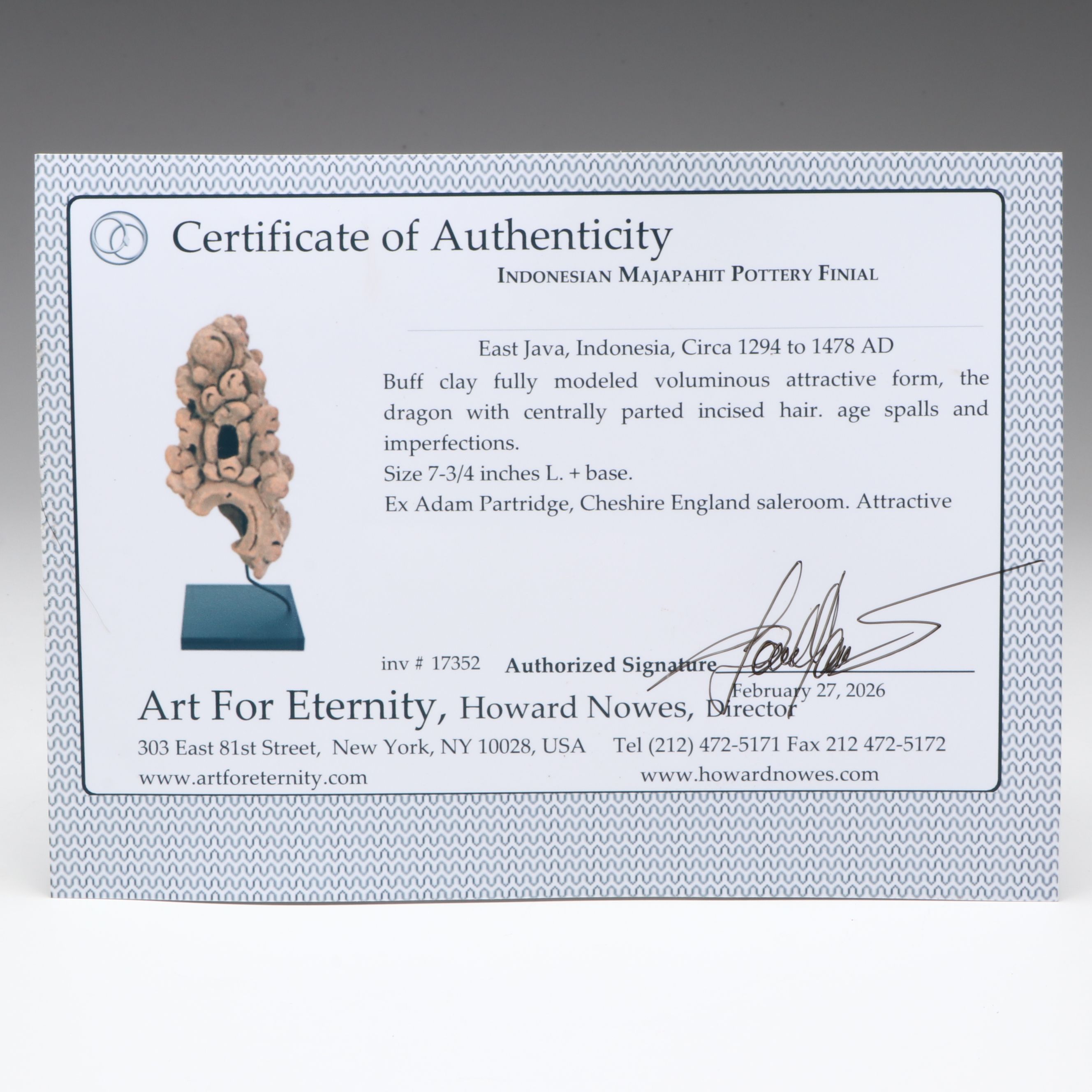 Indonesian Majapahit Pottery Finial, Circa 1294–1478 CE