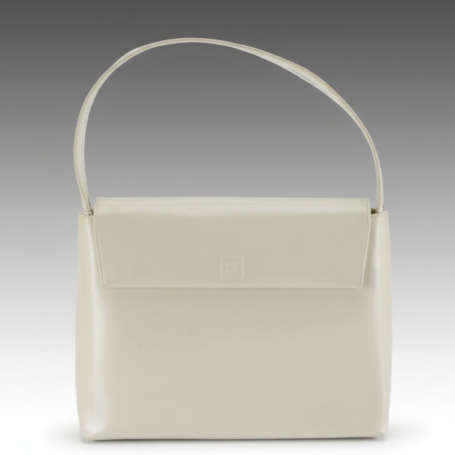Givenchy Maroquinerie Top Flap Shoulder Bag in White Leather