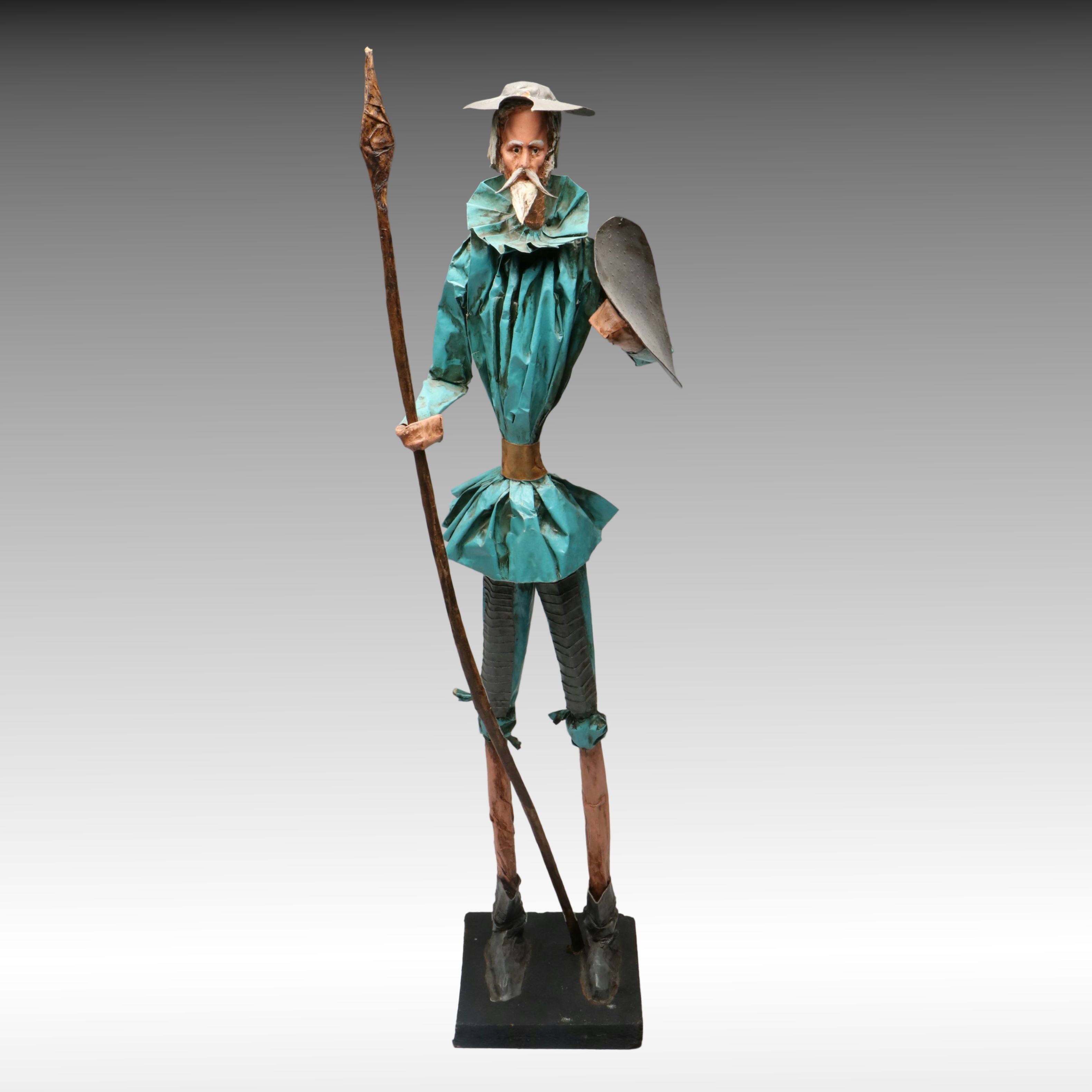 Mexican Folk Art Style Papier-Mâché Don Quixote Sculpture