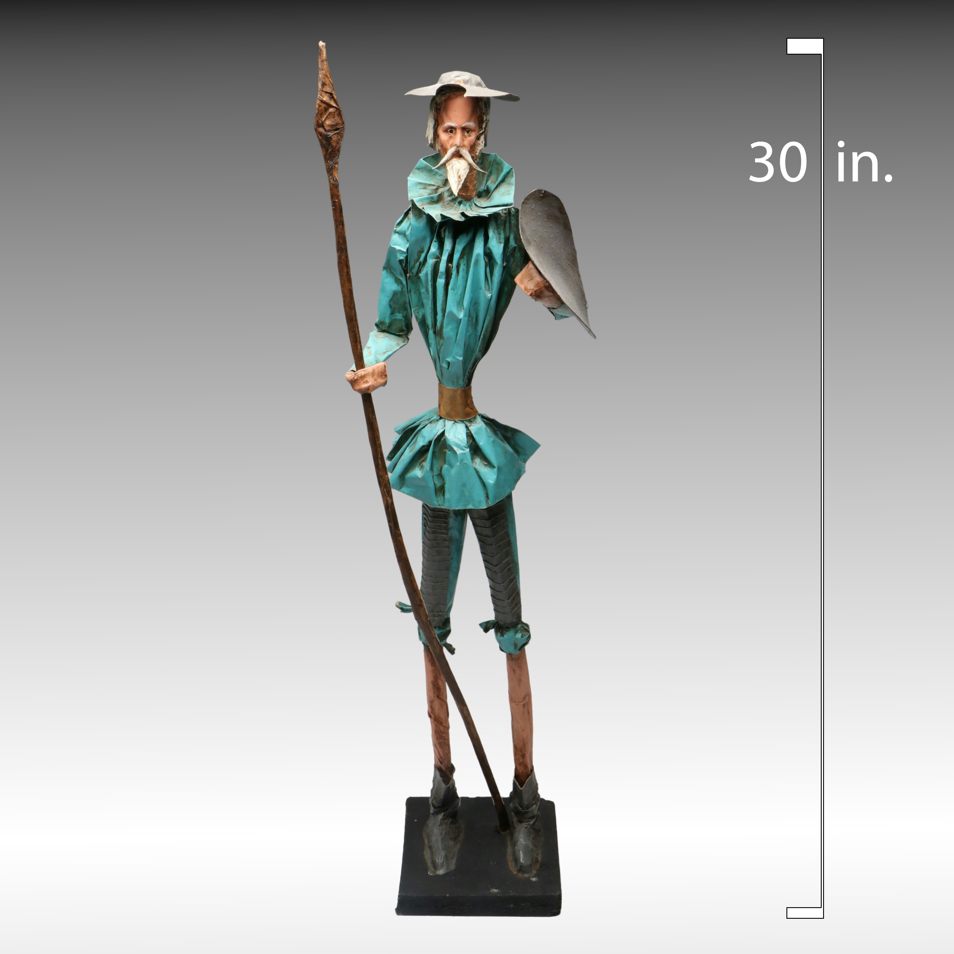 Mexican Folk Art Style Papier-Mâché Don Quixote Sculpture