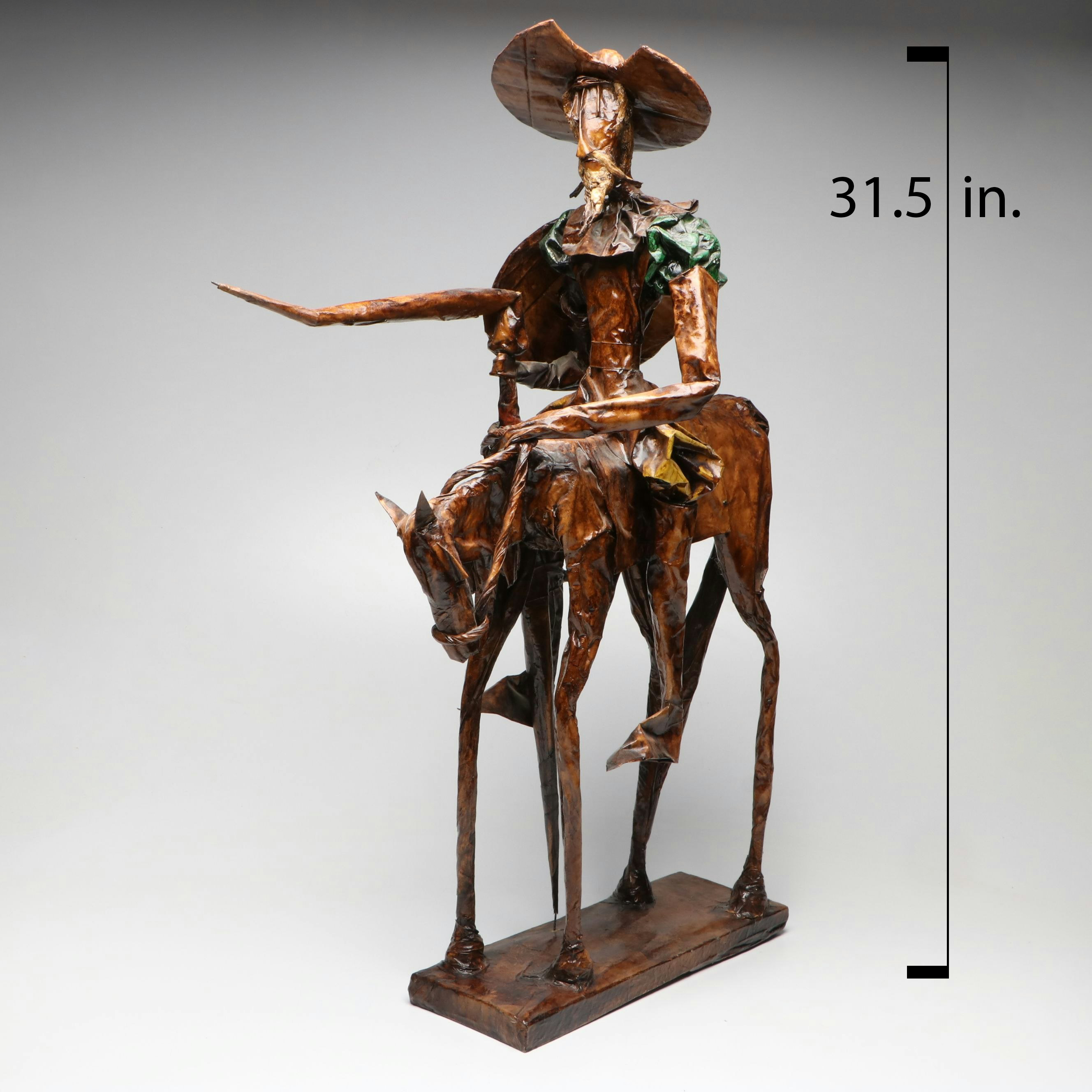 Folk Art Papier-Mâché Don Quixote and Rocinante Sculpture