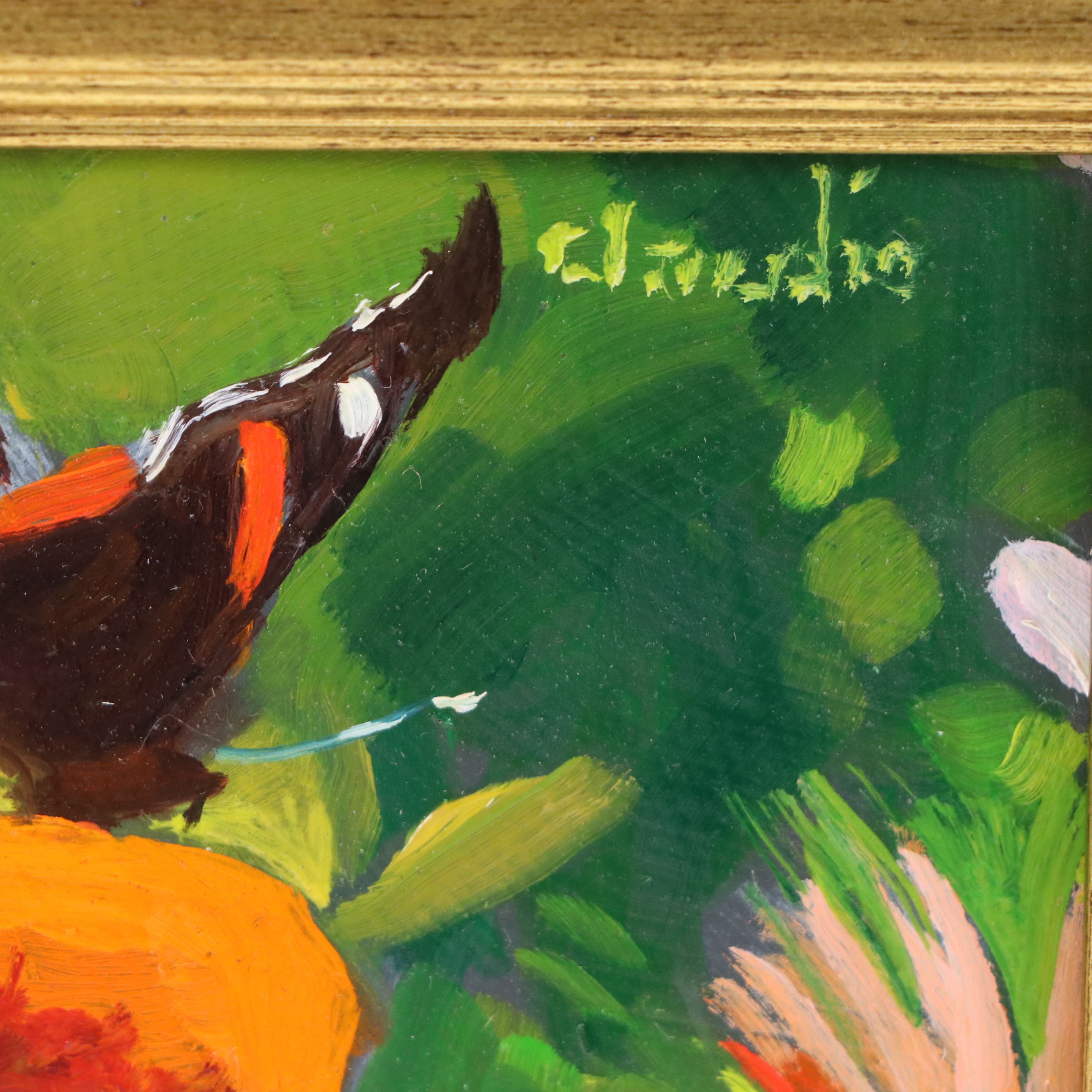 Jeff Claudio Oil Painting "Butterfly & Flower"