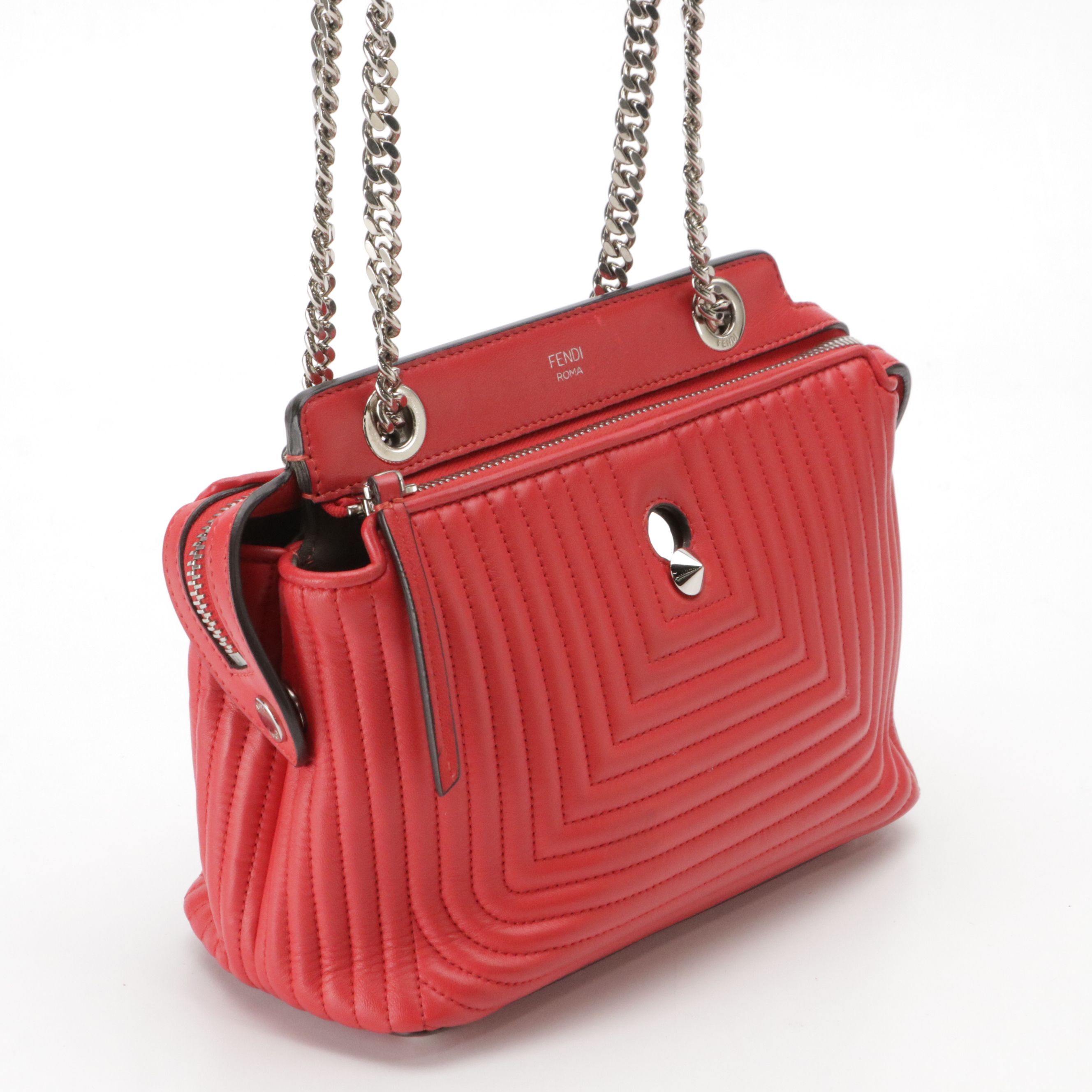 Fendi Dotcom Click Small Shoulder Bag 8BN299 in Quilted Lambskin Leather