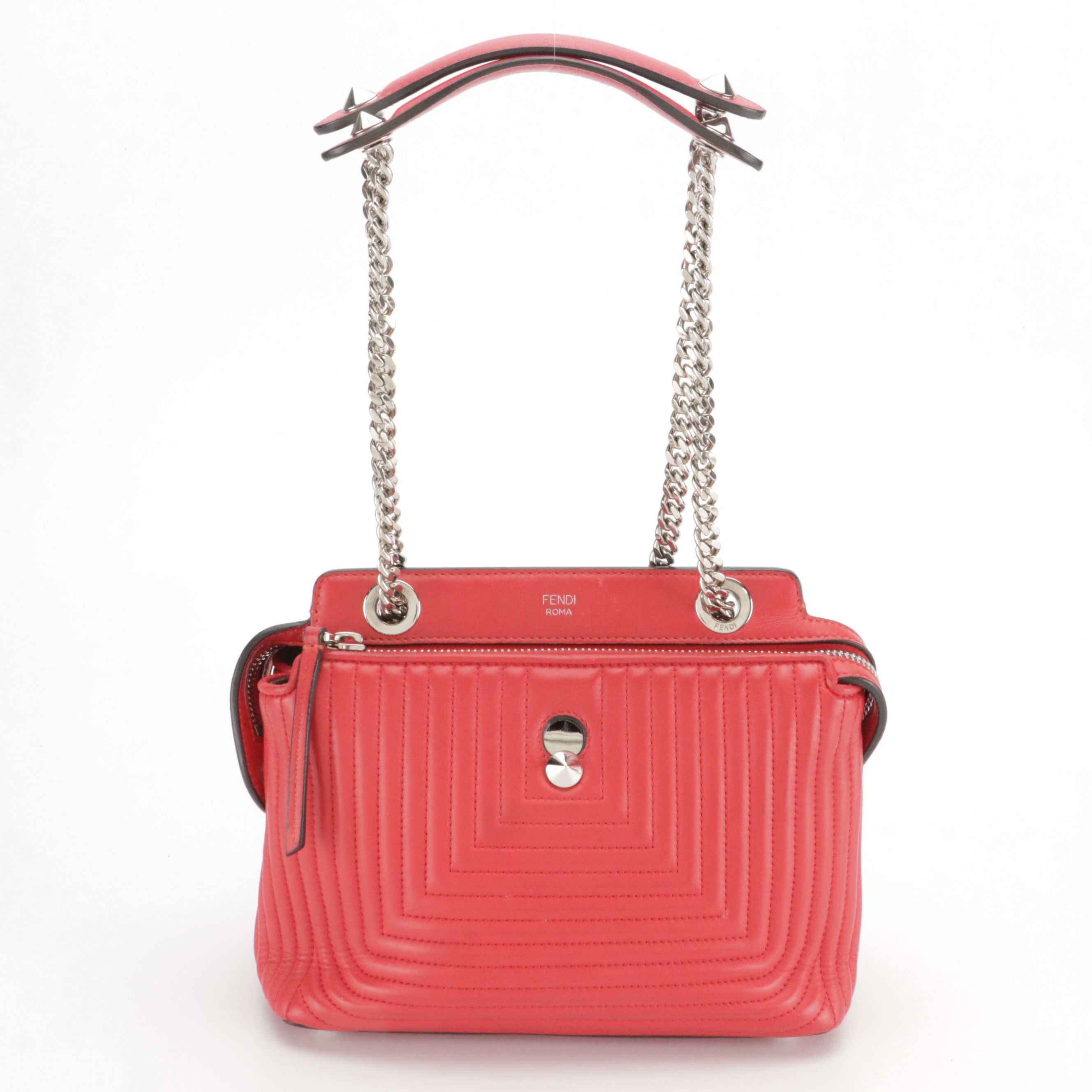 Fendi Dotcom Click Small Shoulder Bag 8BN299 in Quilted Lambskin Leather