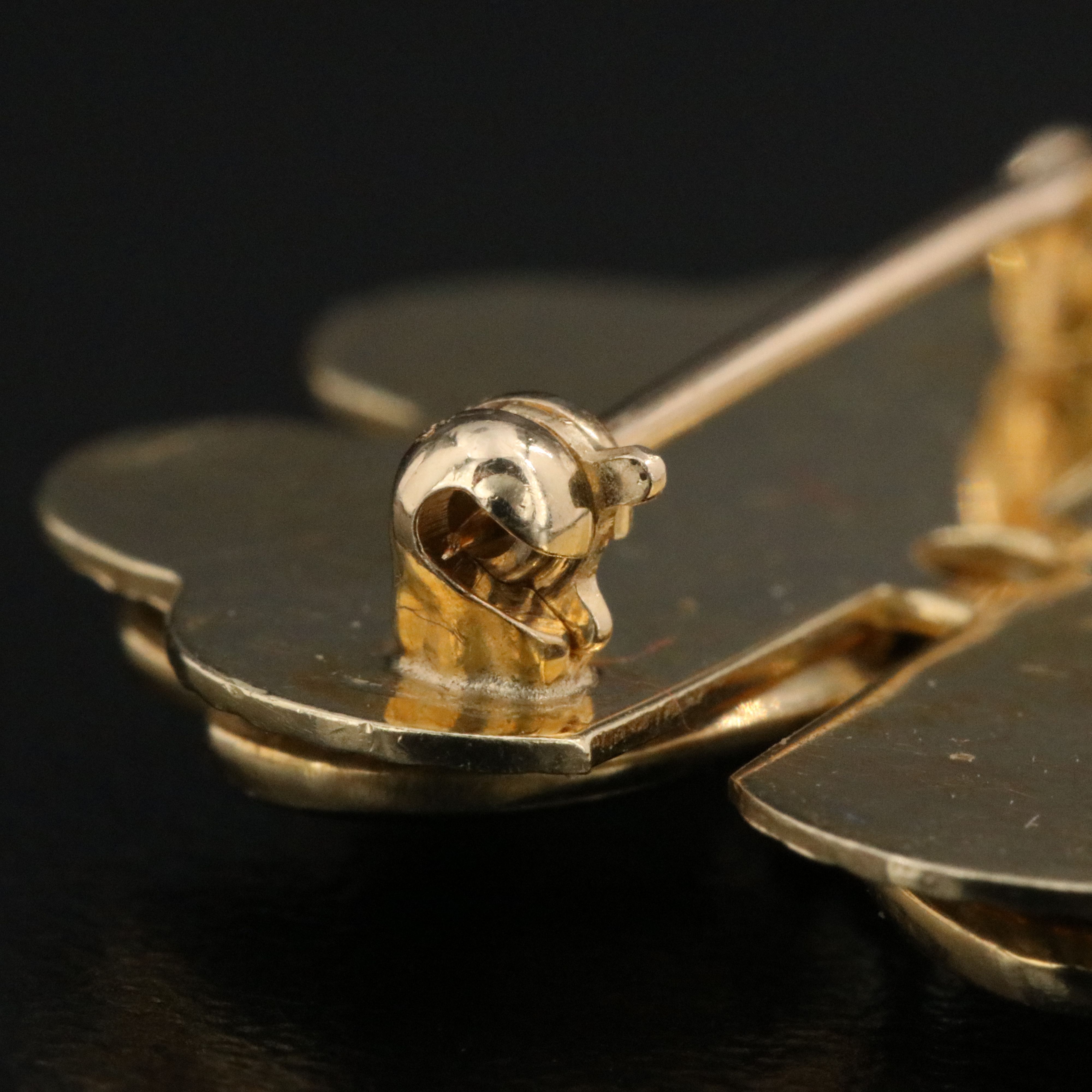 Vintage 14K 0.12 CT Diamond Clover Brooch