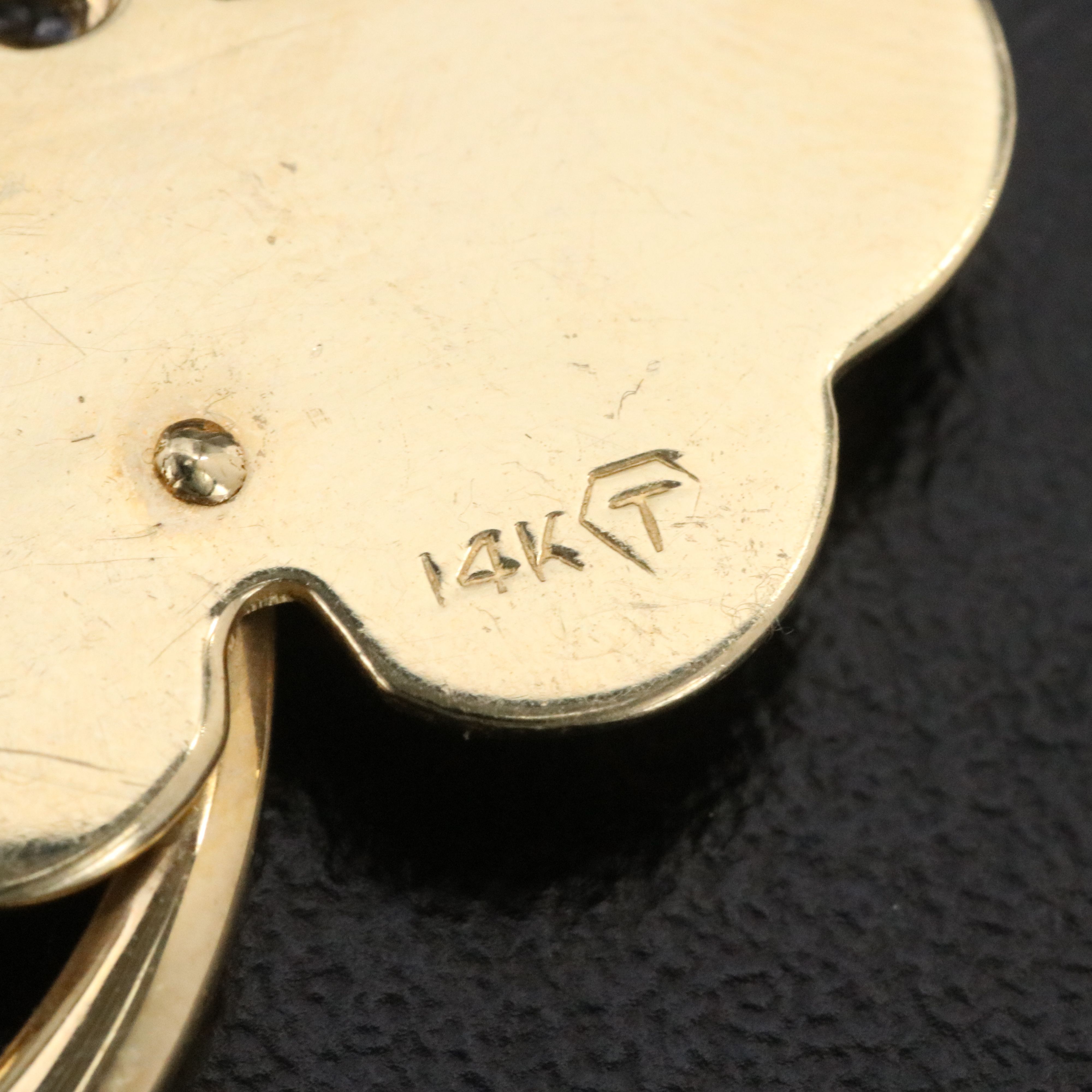 Vintage 14K 0.12 CT Diamond Clover Brooch