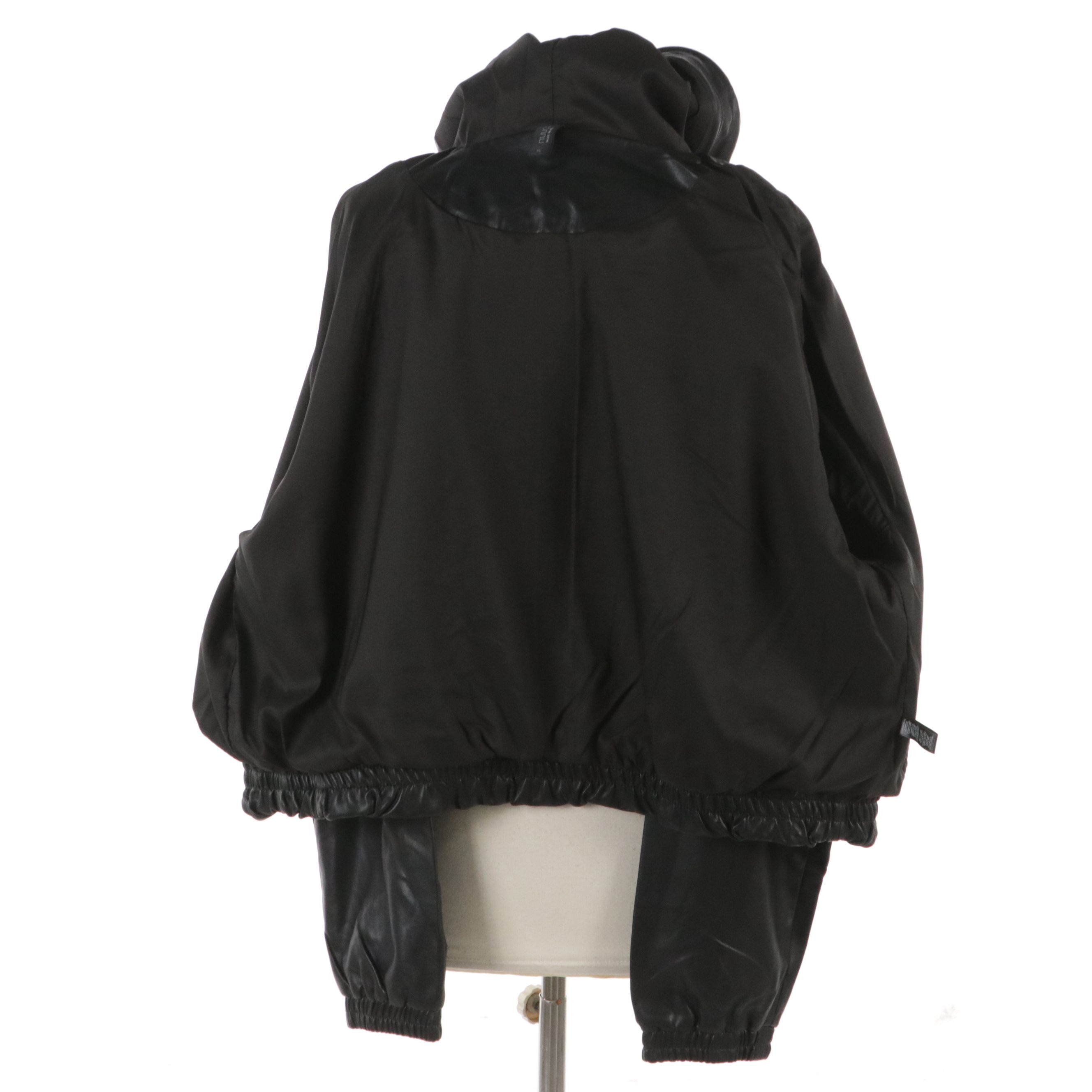 Nuuds Black Faux Leather Hooded Zip Jacket