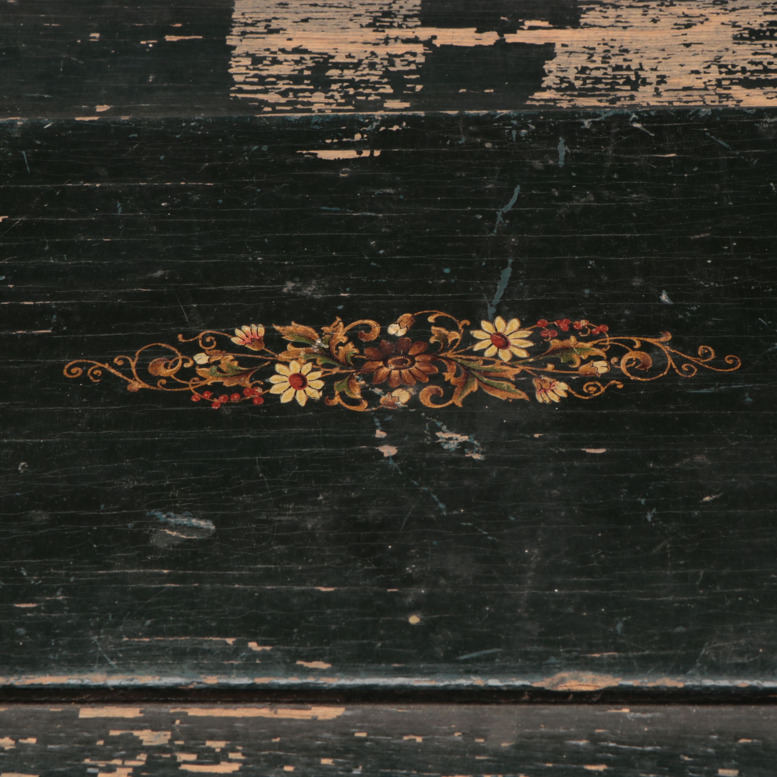 Painted Wood Compartment Box with Railroad Ticket Stubs, 1870s-1970s