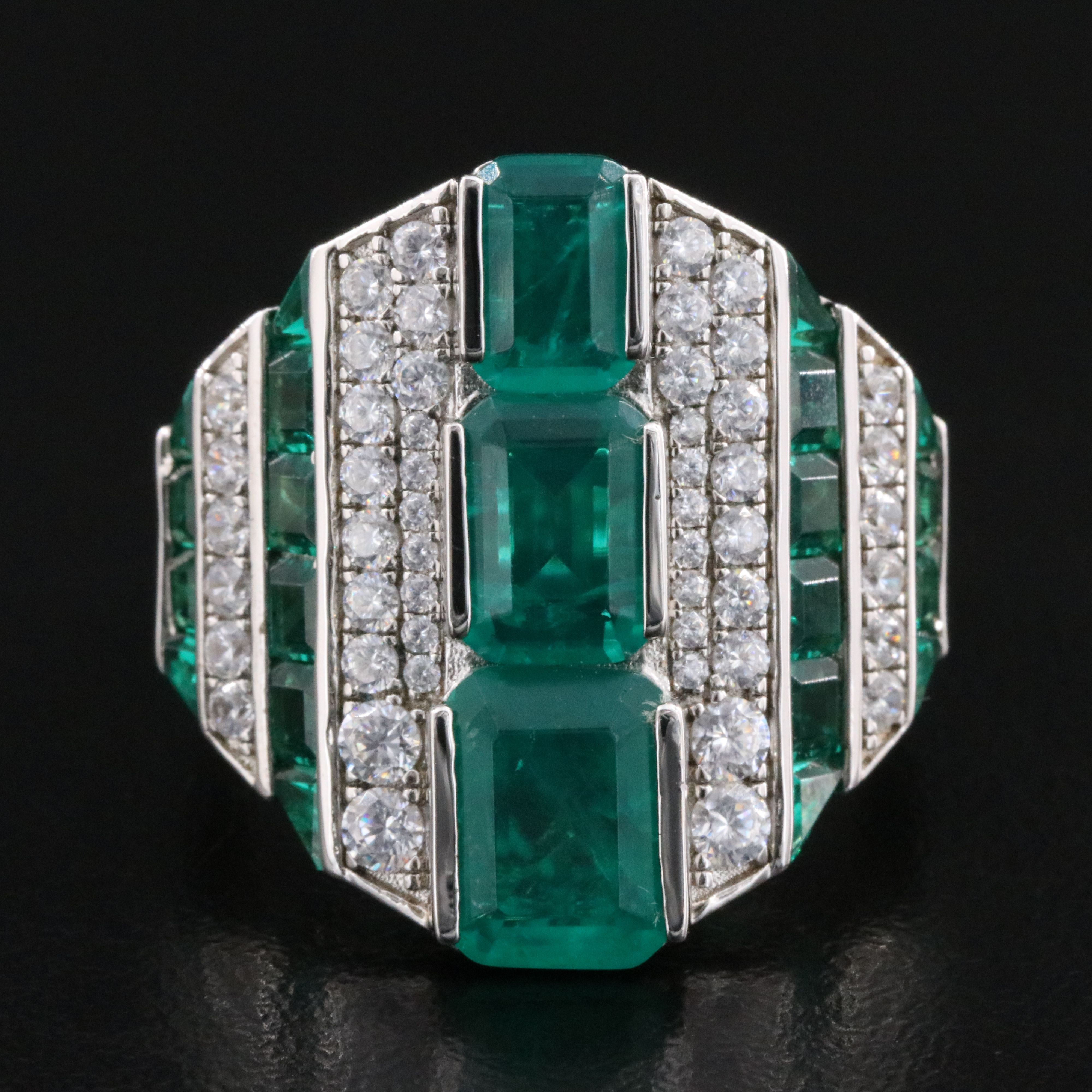 Sterling Glass and CZ Ring