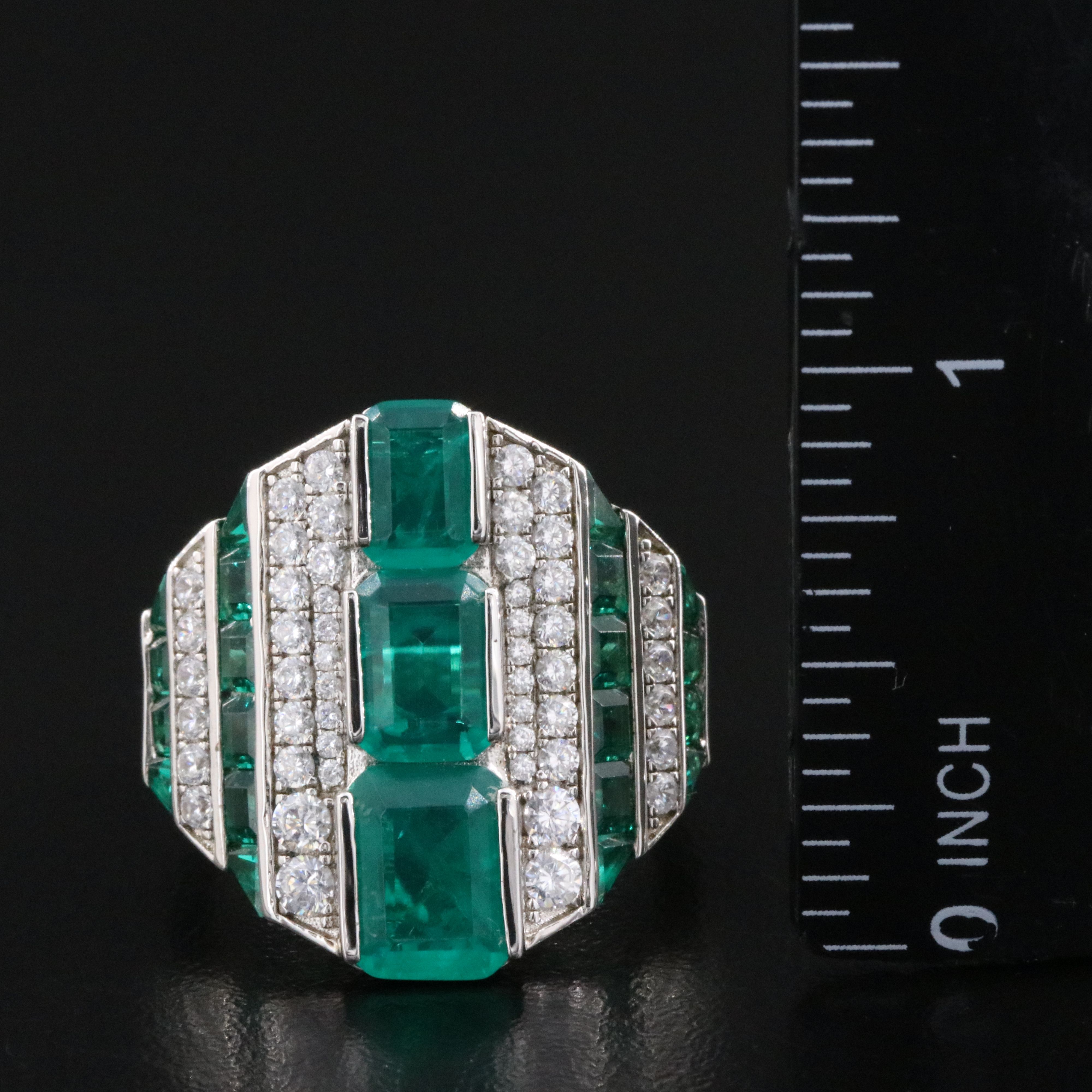 Sterling Glass and CZ Ring