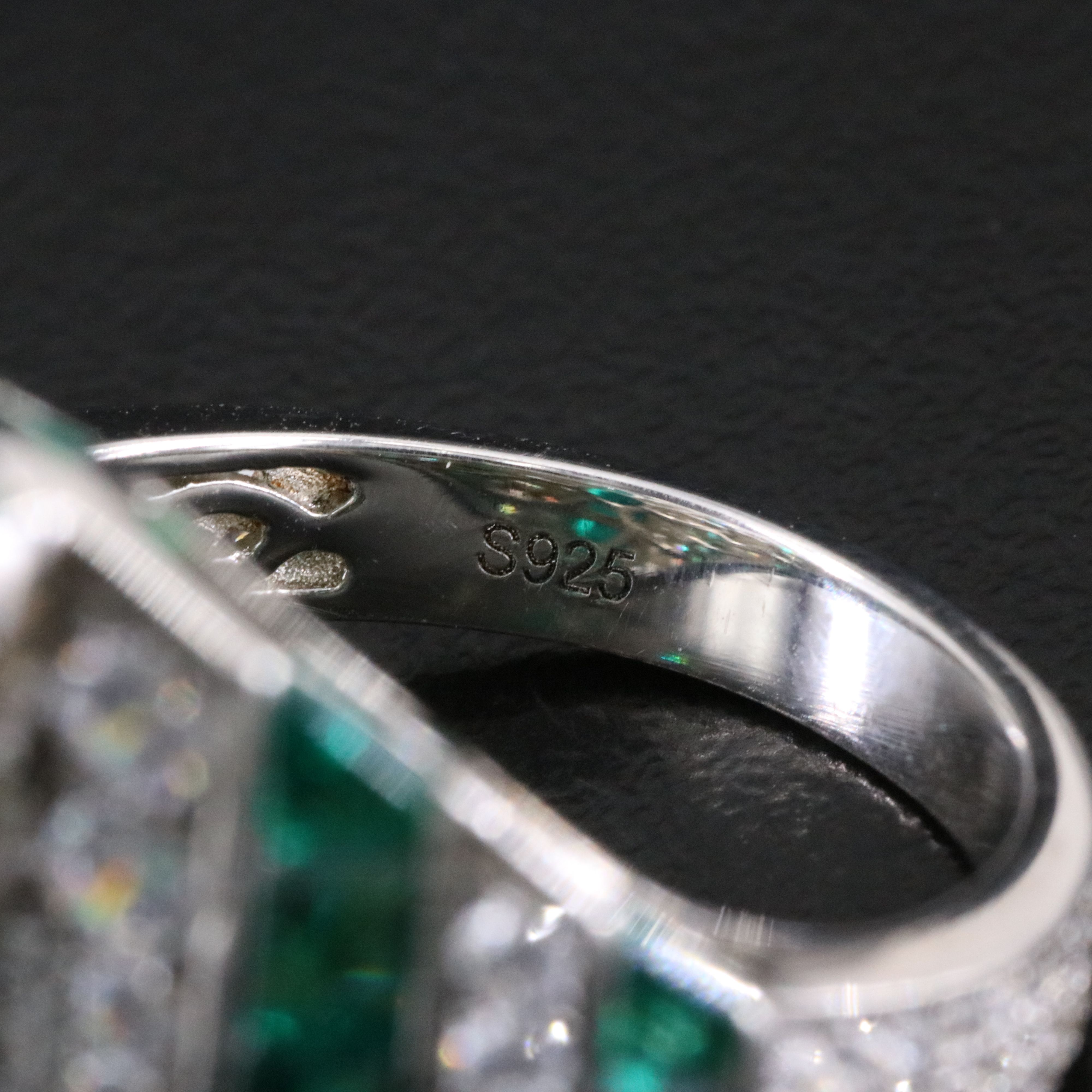 Sterling Glass and CZ Ring