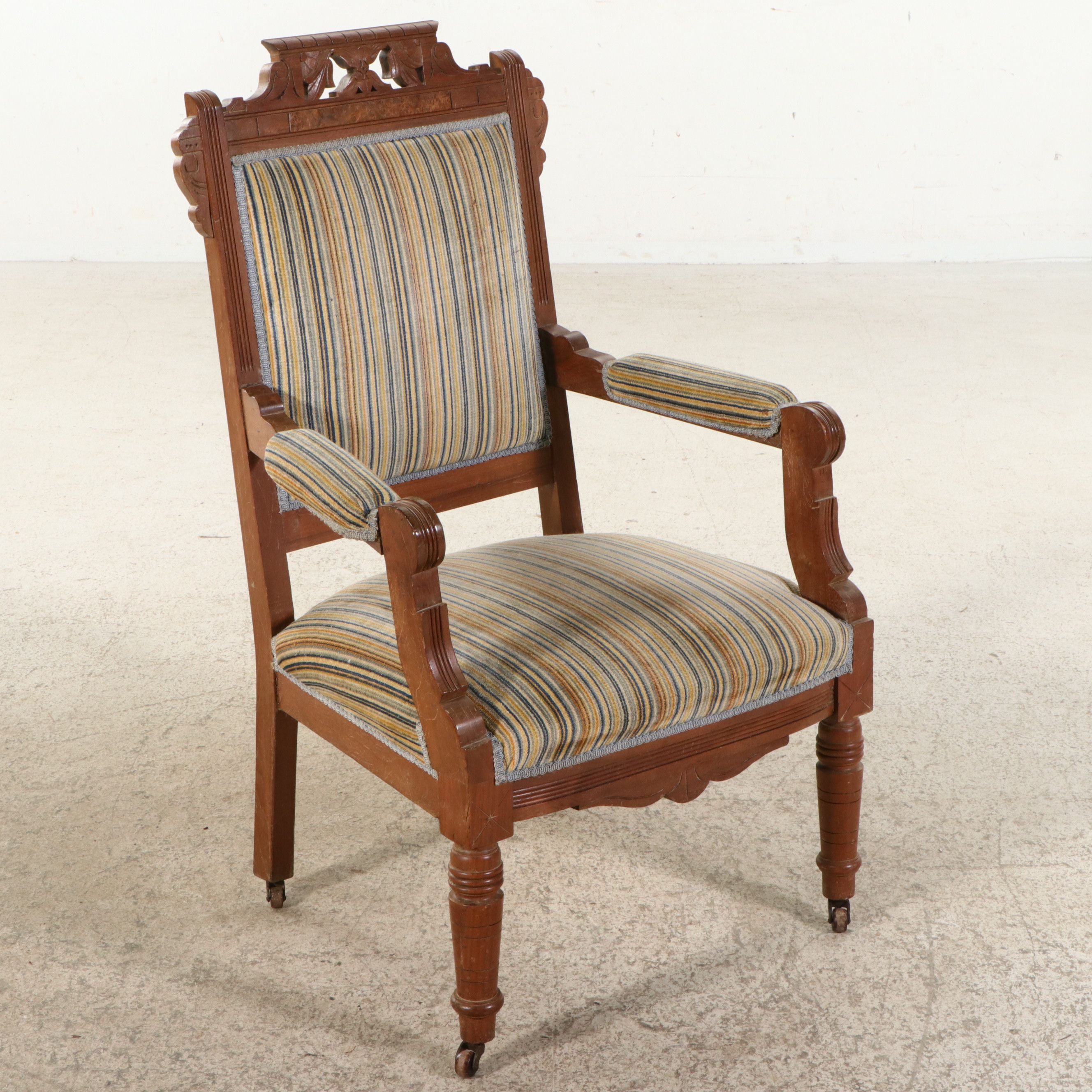 Set of Six Eastlake Carved Walnut Dining Chairs