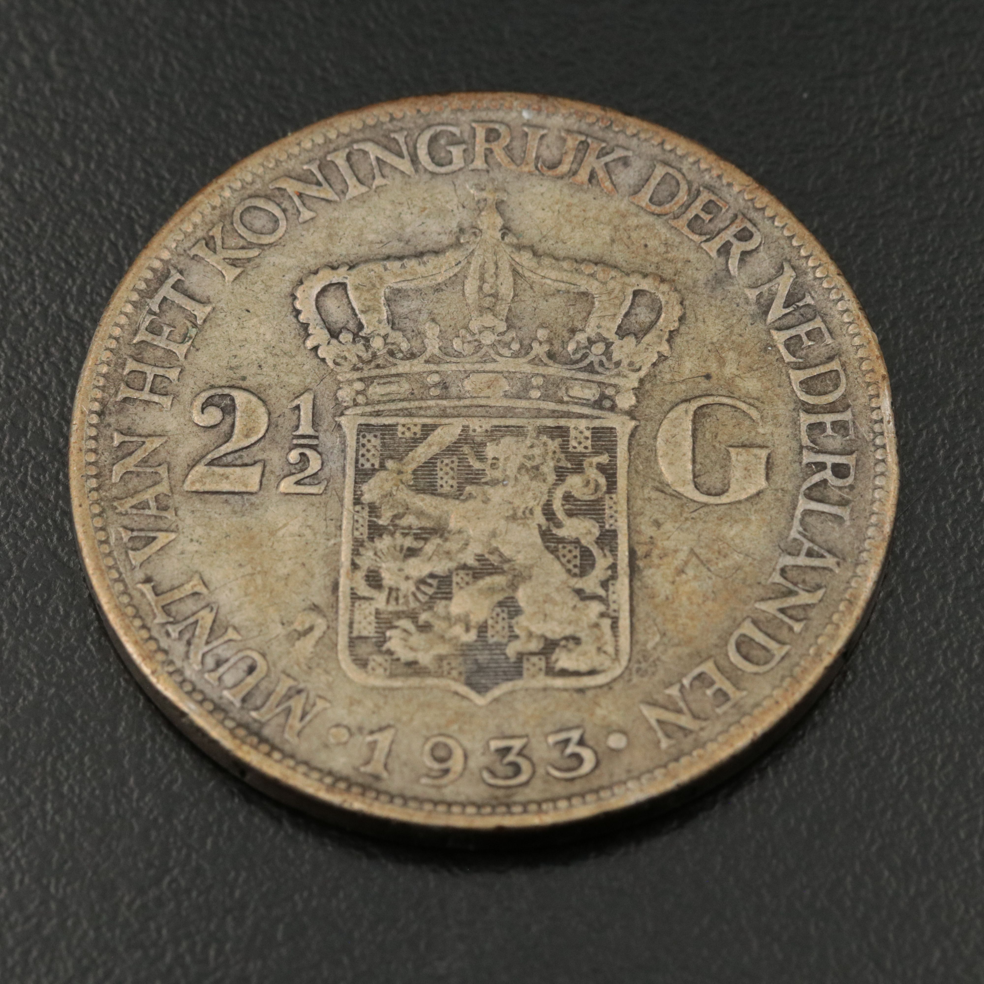 1933 Netherlands Silver Two and One Half Gulden