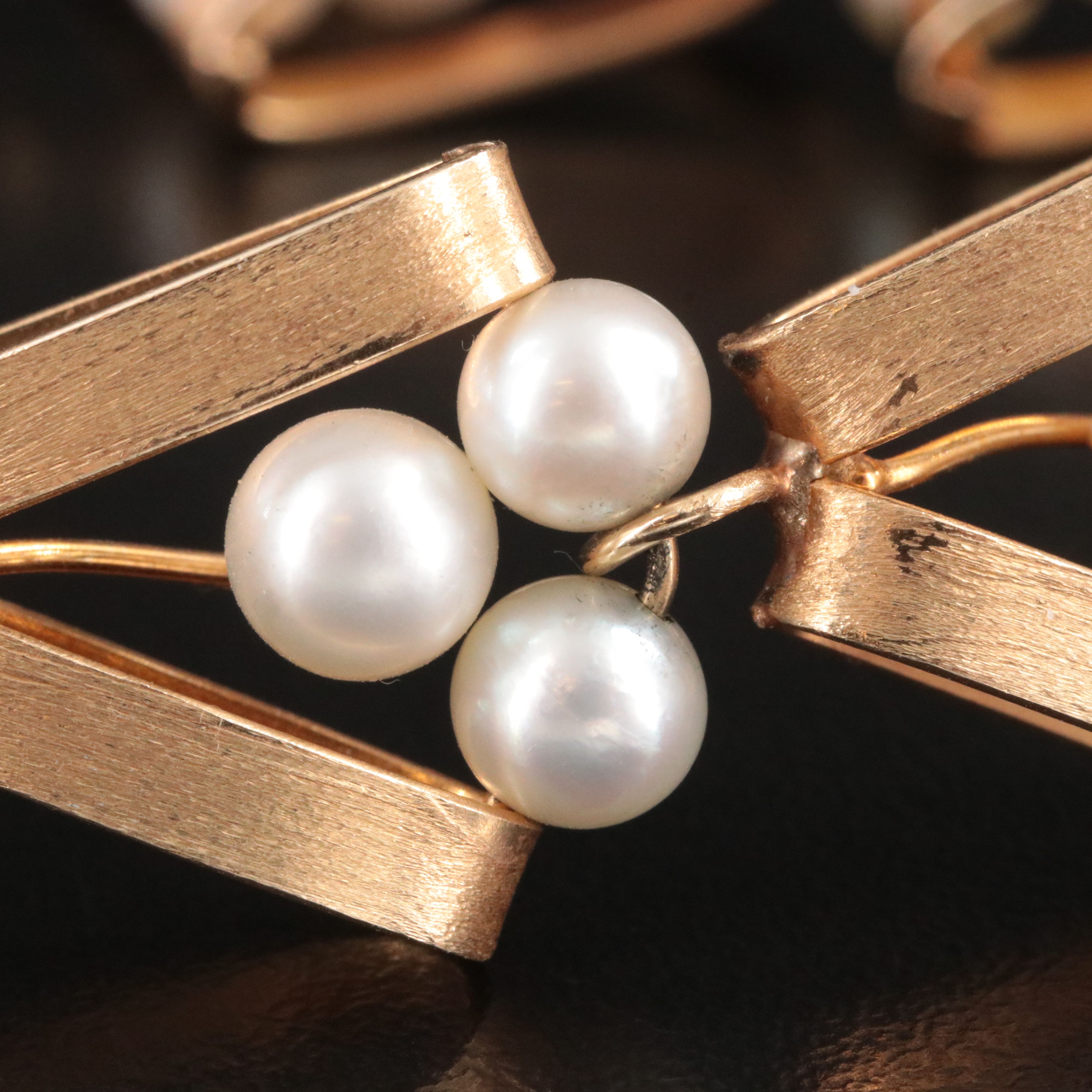 Vintage 14K Pearl Chevron Bracelet